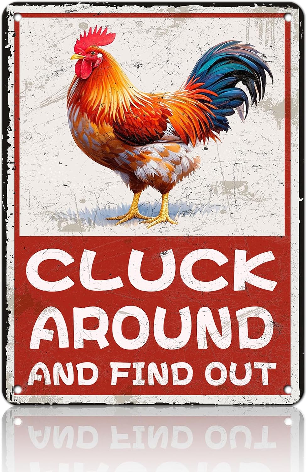 Cluck Around And Find Out Humorous Chicken Metal Tin Sign 12x16 Inch Farm Warning Poster Chicken Farm Tin Sign Home Kitchen Garden Cafe Office Shop Are Wall Decor