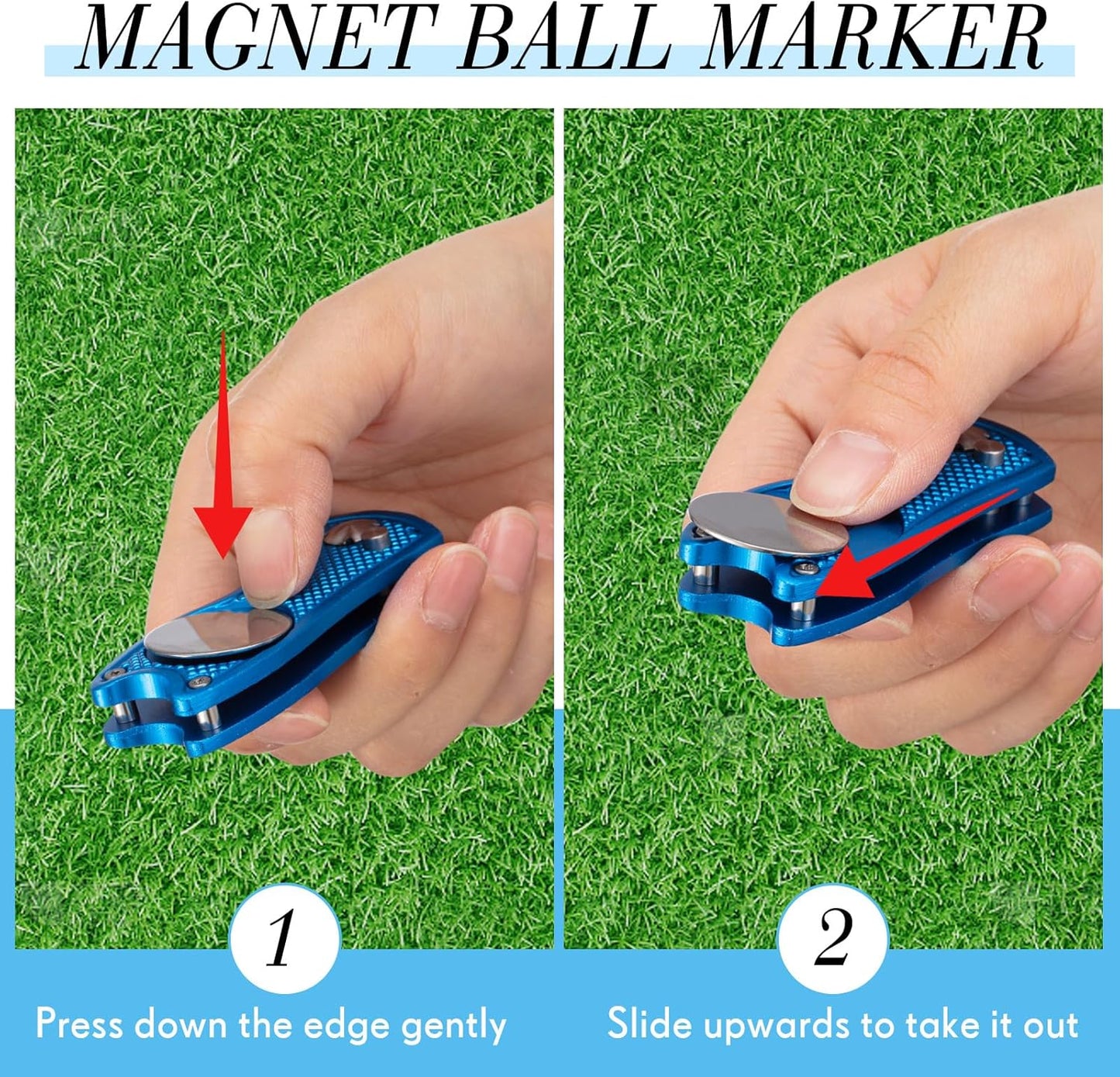 Poen 12 Pcs Golf Divot Tool Golf Repair Tool with Magnetic Ball Marker and Popping Button Metal Foldable Switchblade Repair Fixer for Golfers Prizes