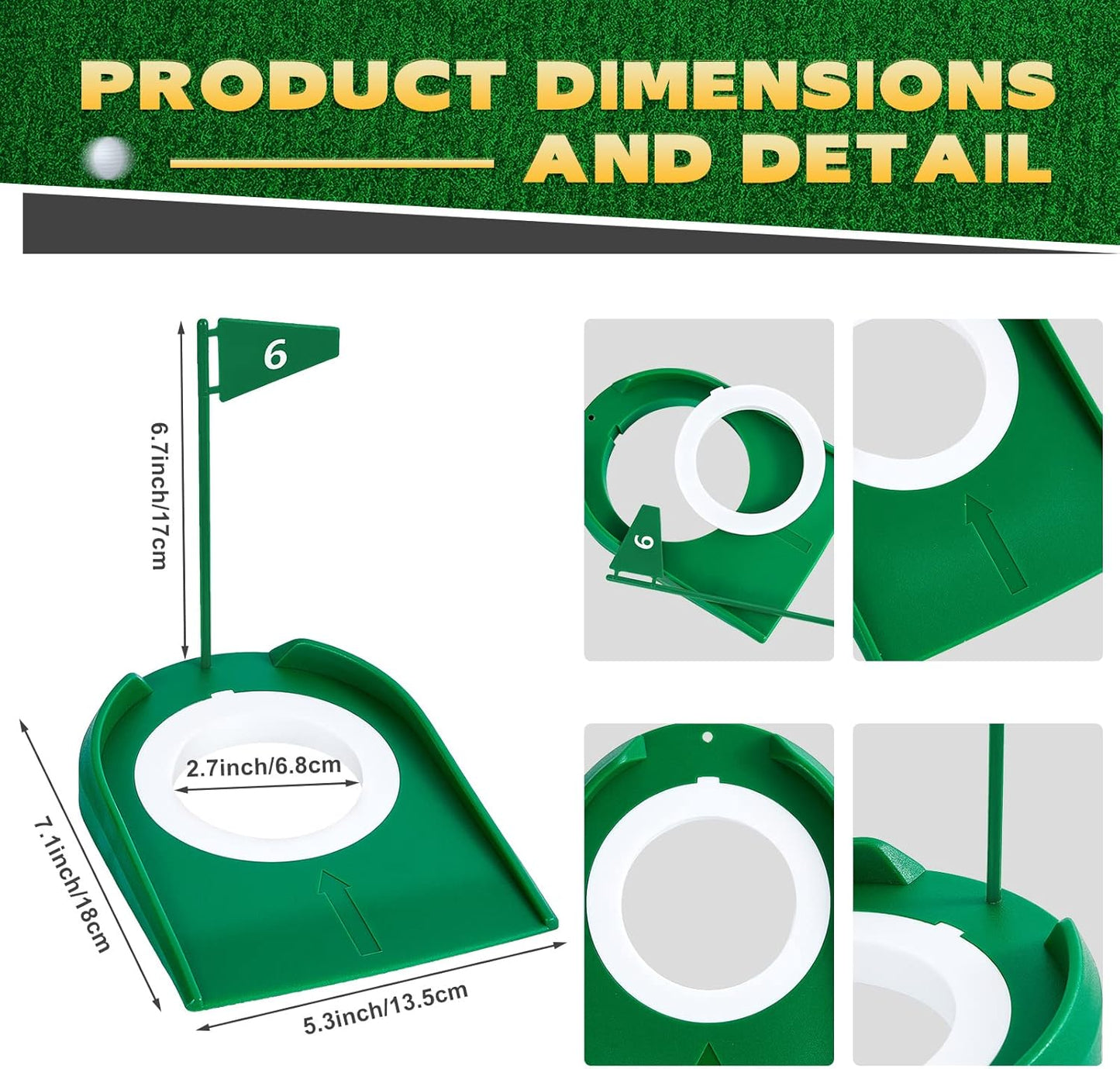 Sotiff 9 Pack Golf Putting Cup and Flag Plastic Golf Hole Training Aids Training Putters for Indoor Outdoor Men Women Office Backyard Garage Accessories