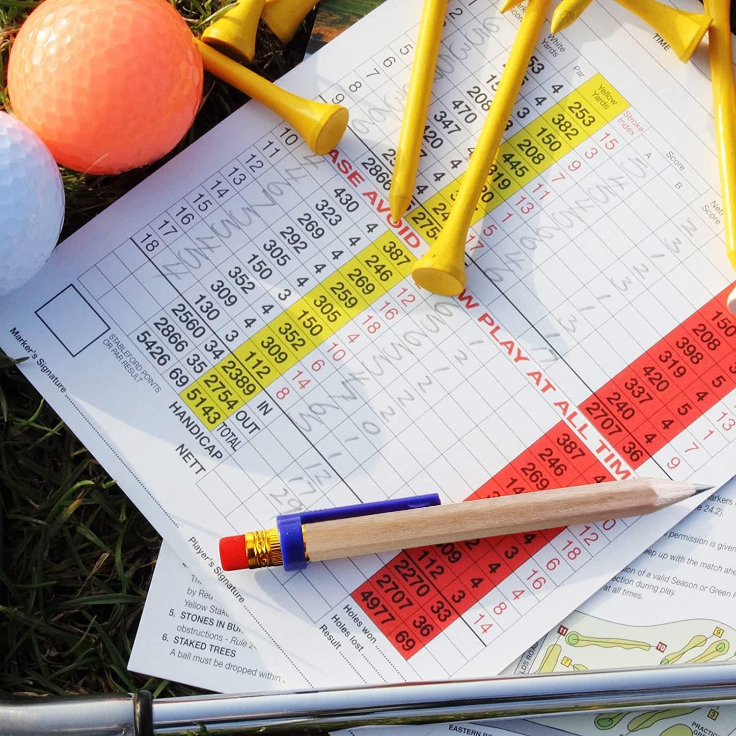 Adhere 50pcs Golf Pencils with Eraser Hexagon Wooden half Pencils Graphite 2B for Golf Event Scoring, Classroom, Wedding, Pew, Pocket | Free Pencil Sharpener (z-Nature・Hexagon・50pcs)