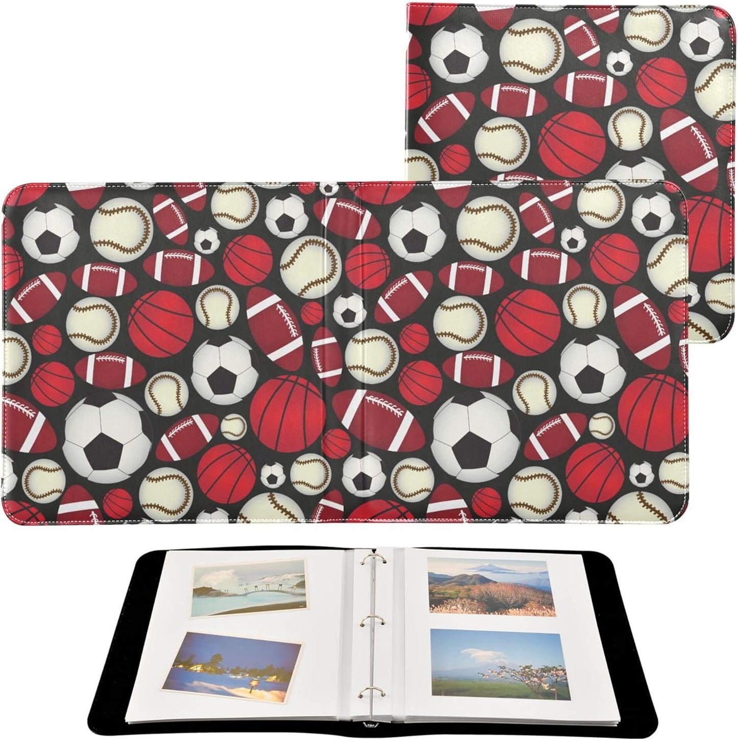 Fisyme Sport Balls Photo Album Self Adhesive DIY Scrapbook Album for 2x3 4x6 5x7 6x8 Pictures 20 Pages Memory Book for Family Wedding