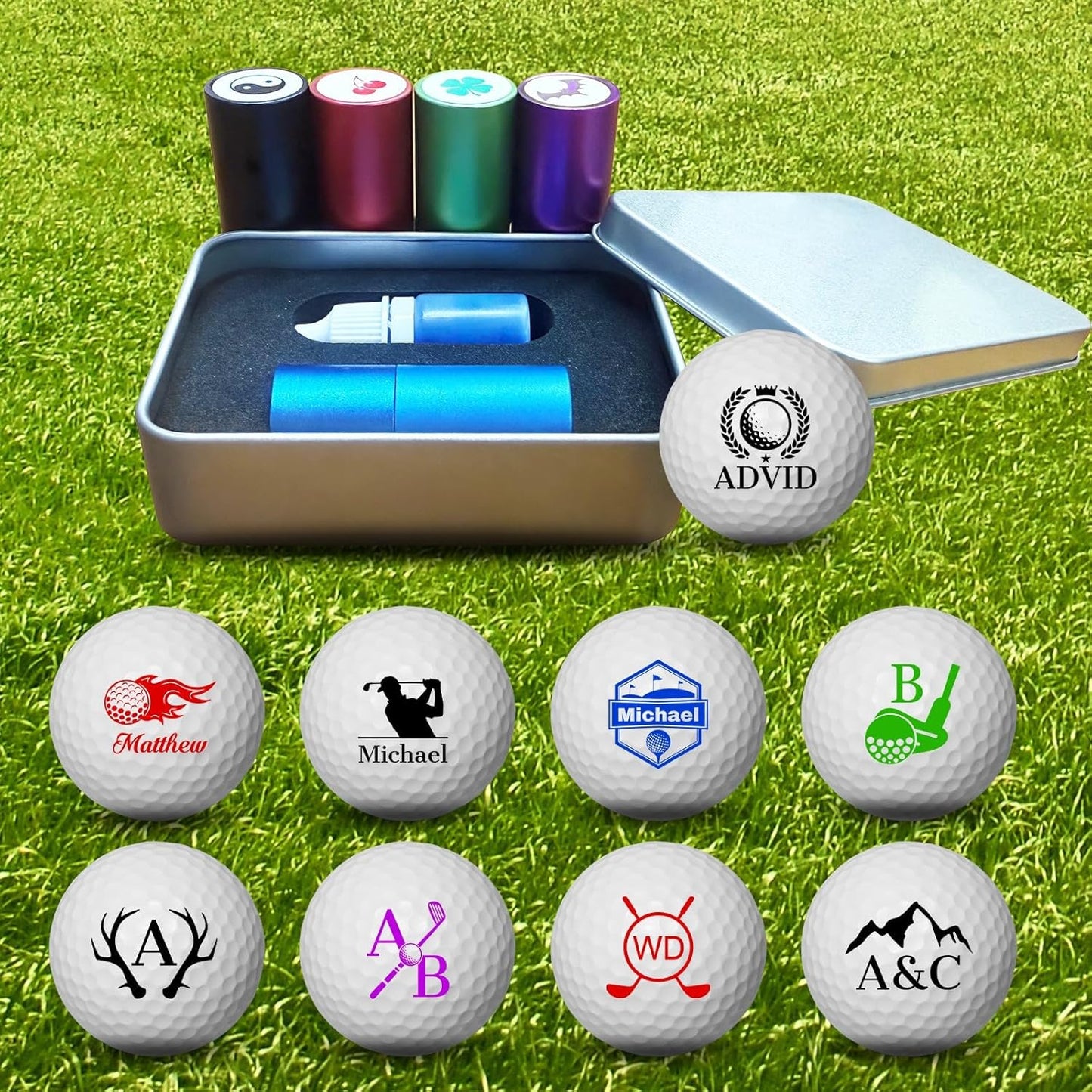 Custom Golf Ball Stamp Personalized Golf Ball Stamper with Name Logo Monogram Customized Golf Ball Marker Stamp Gifts for Men Golfer Husband Boyfriend Dad