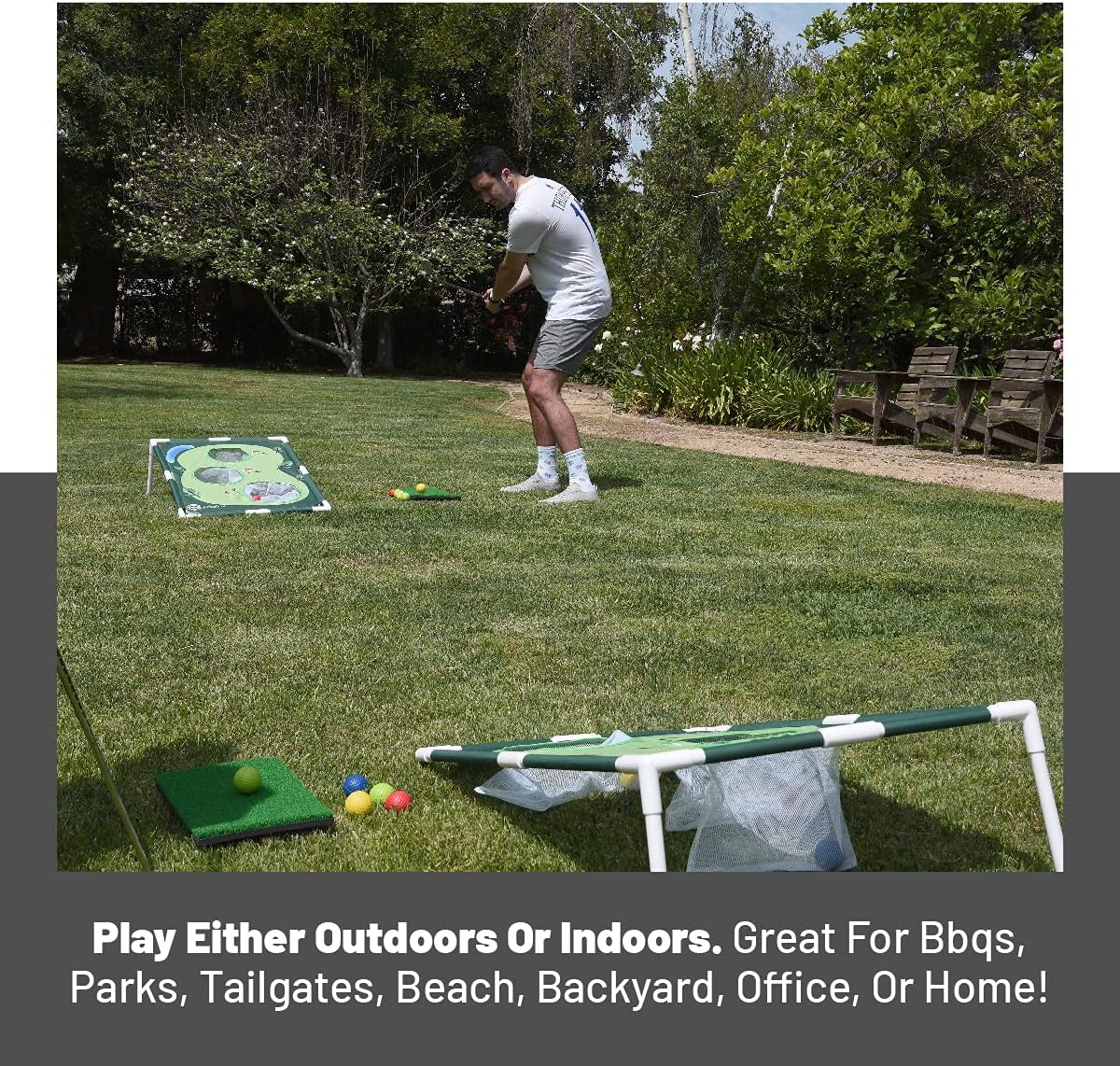 Golf Cornhole Set - Golf Yard Game - Chipping Practice Set for Both Indoors and Outdoors - Perfect Golf Gift for Men