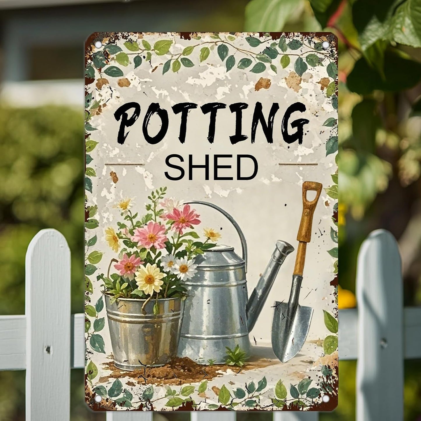 Potting shed Garden Tools tin Sign Garden Decorative Metal Wall Decor for Home Farm 12x16 Inch