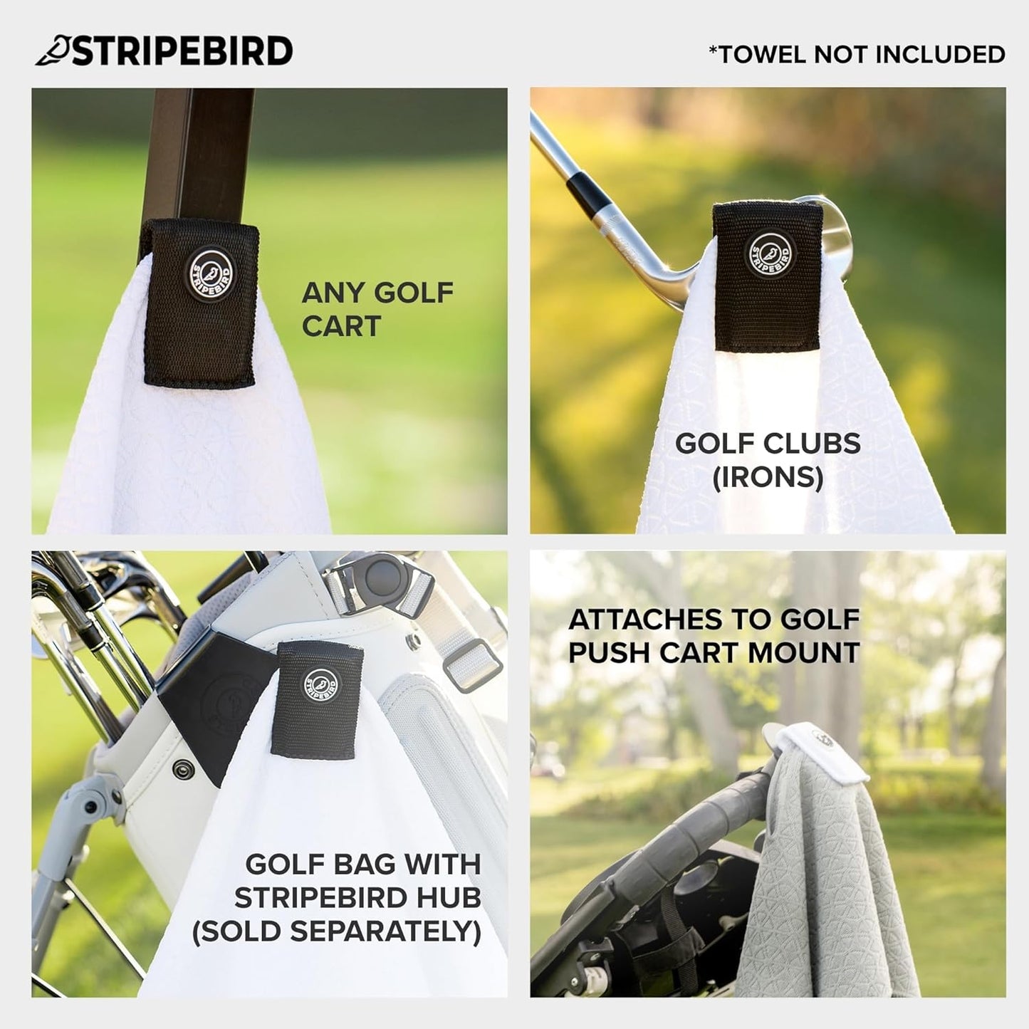 Stripebird Magnetic Clip for Any Towel (Black) - Highest Strength Magnet for Golf Towel - Removable - Golf Towels for Men