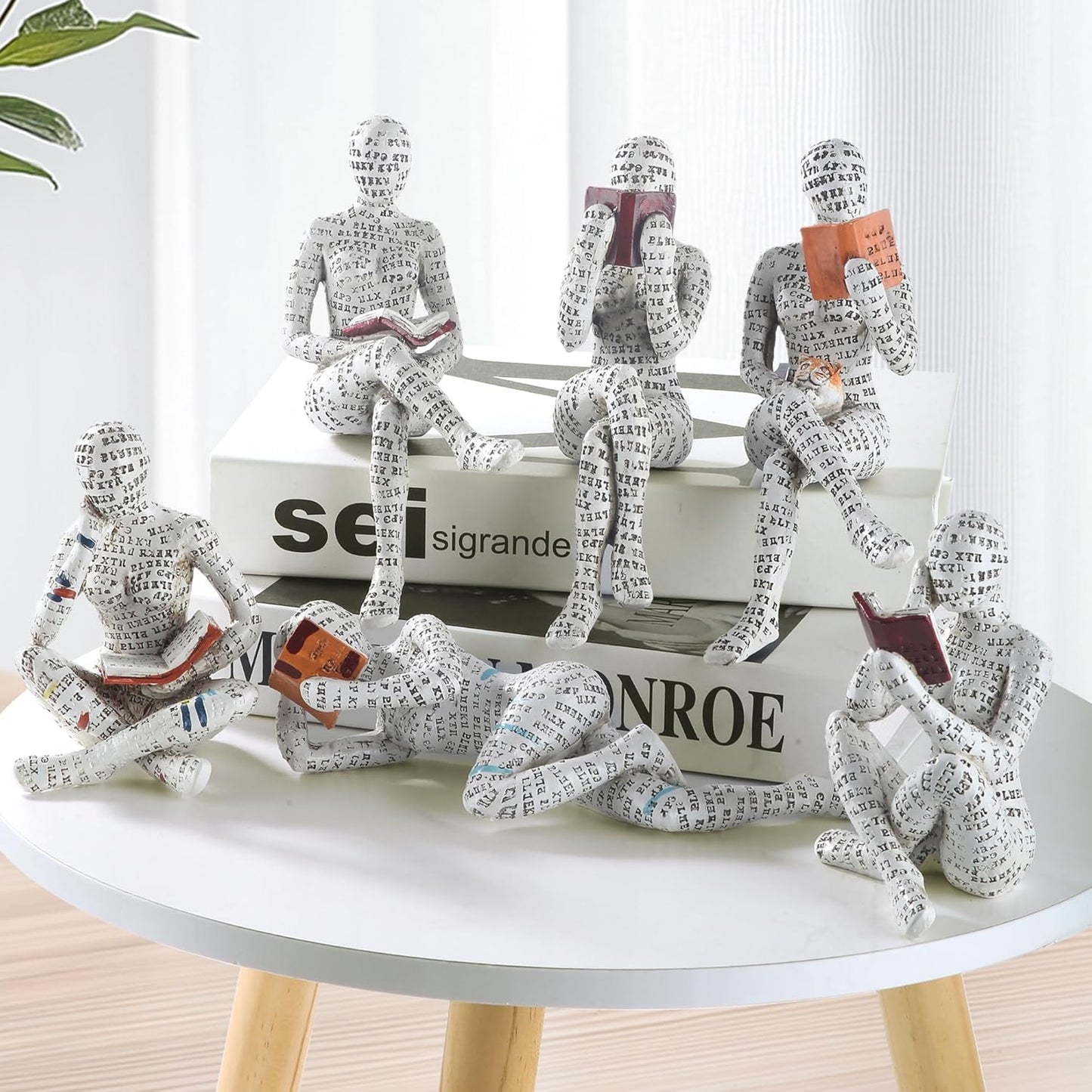 GRAPMKTG Home Decor Pulp Reading Women Thinker Statue Aesthetic Sculpture Room Decor Modern Abstract Decoration on Shelf Table Desk for Living Room Office Bedroom 6 Pack Set