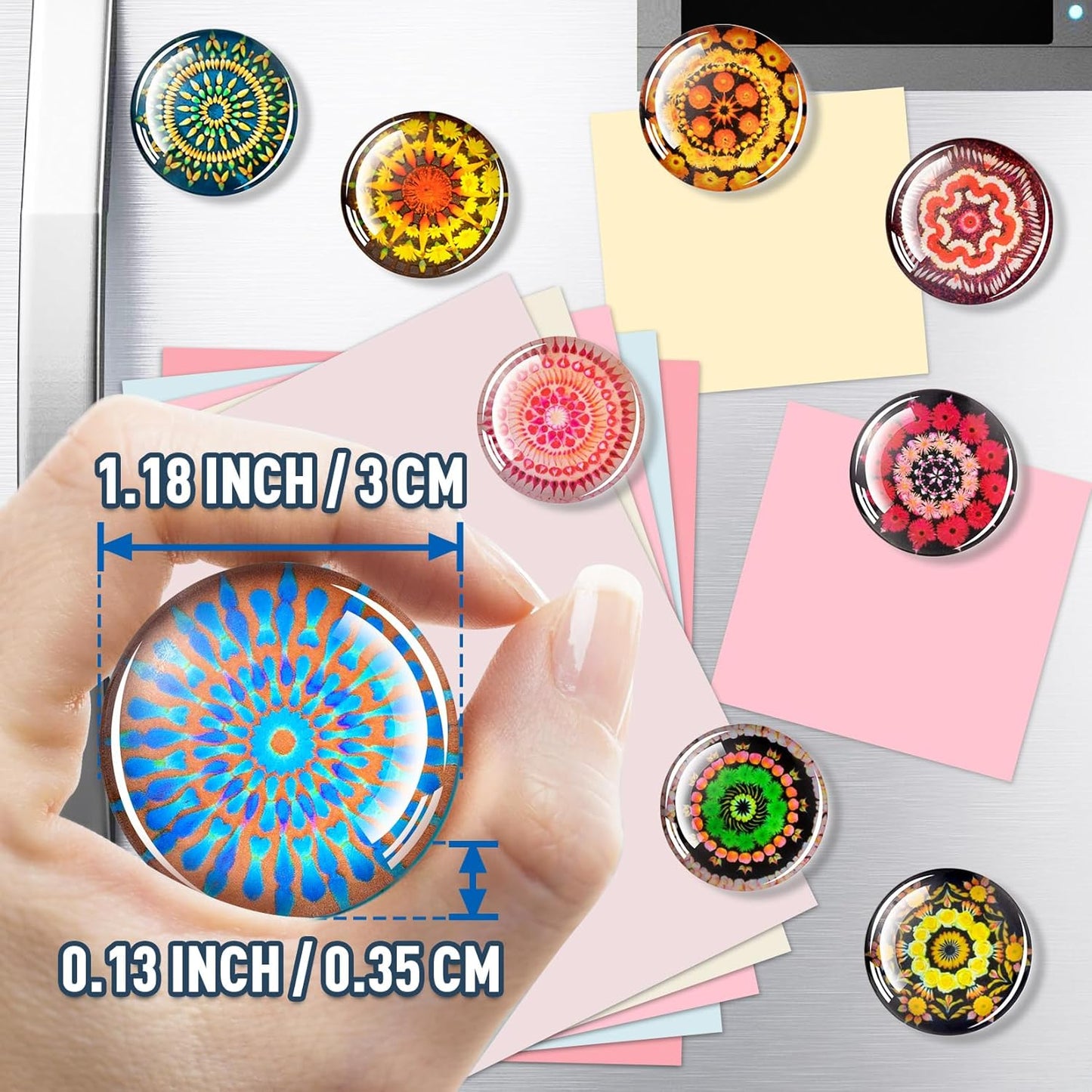 FINDMAG 12 Pcs Cute Fridge Magnets, Strong Refrigerator Magnets, Glass Refrigerator Magnets for Whiteboard, Kitchen, Locker Accessories, Home and Gift