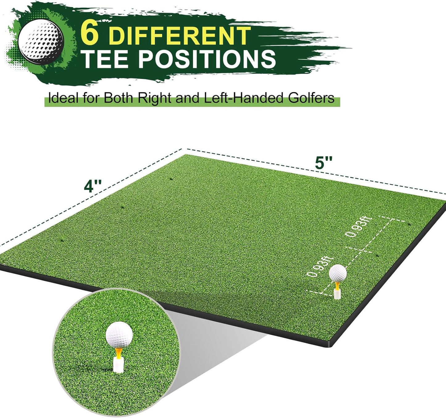 LIBERRWAY Thicken Golf Mat, 5x4ft Practice Turf, Indoor/Outdoor, Training Aid with 9 Golf Balls