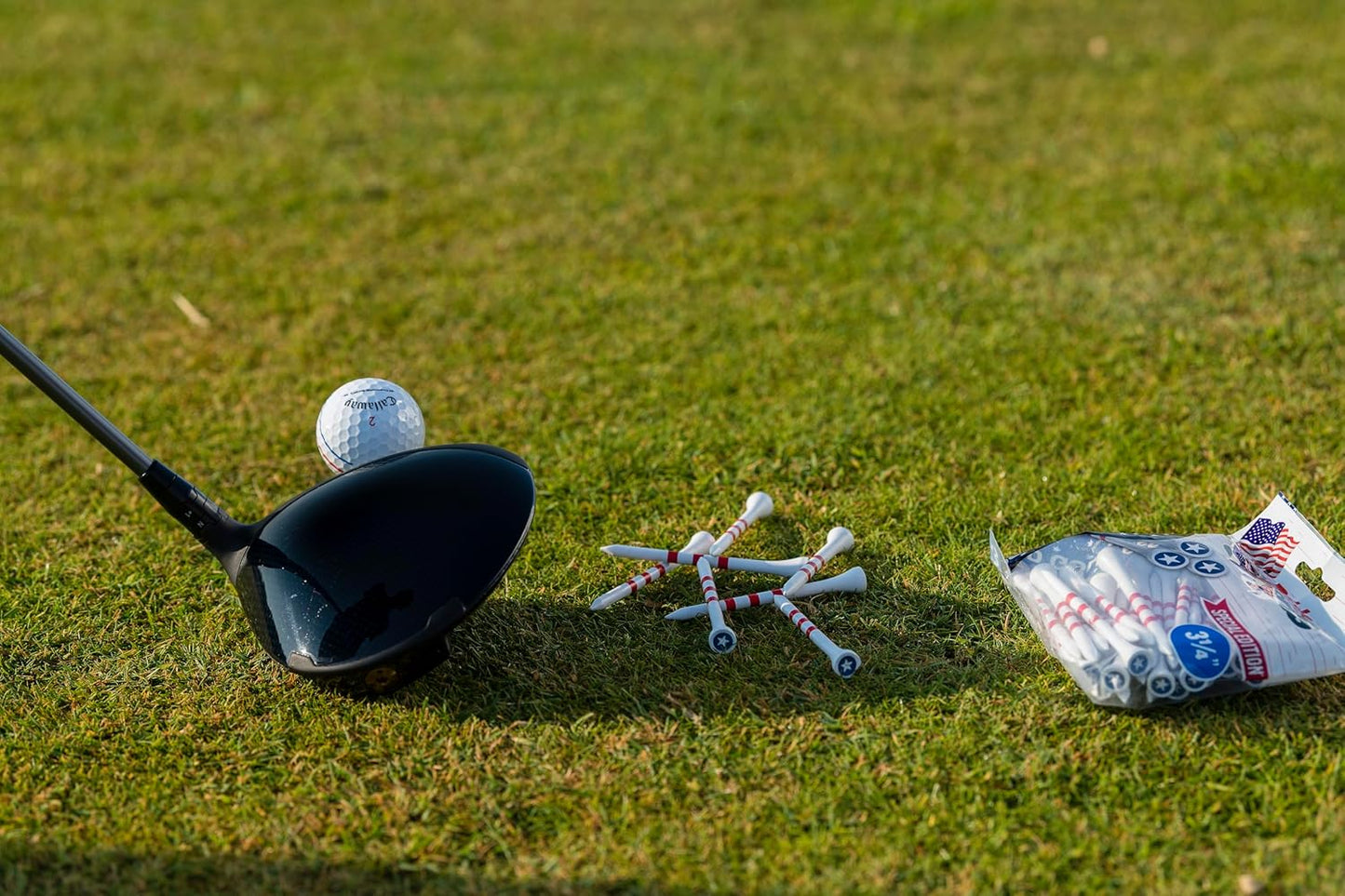 PrideSports 2-3/4" Star & Stripes Tees, White,PS23445STAR