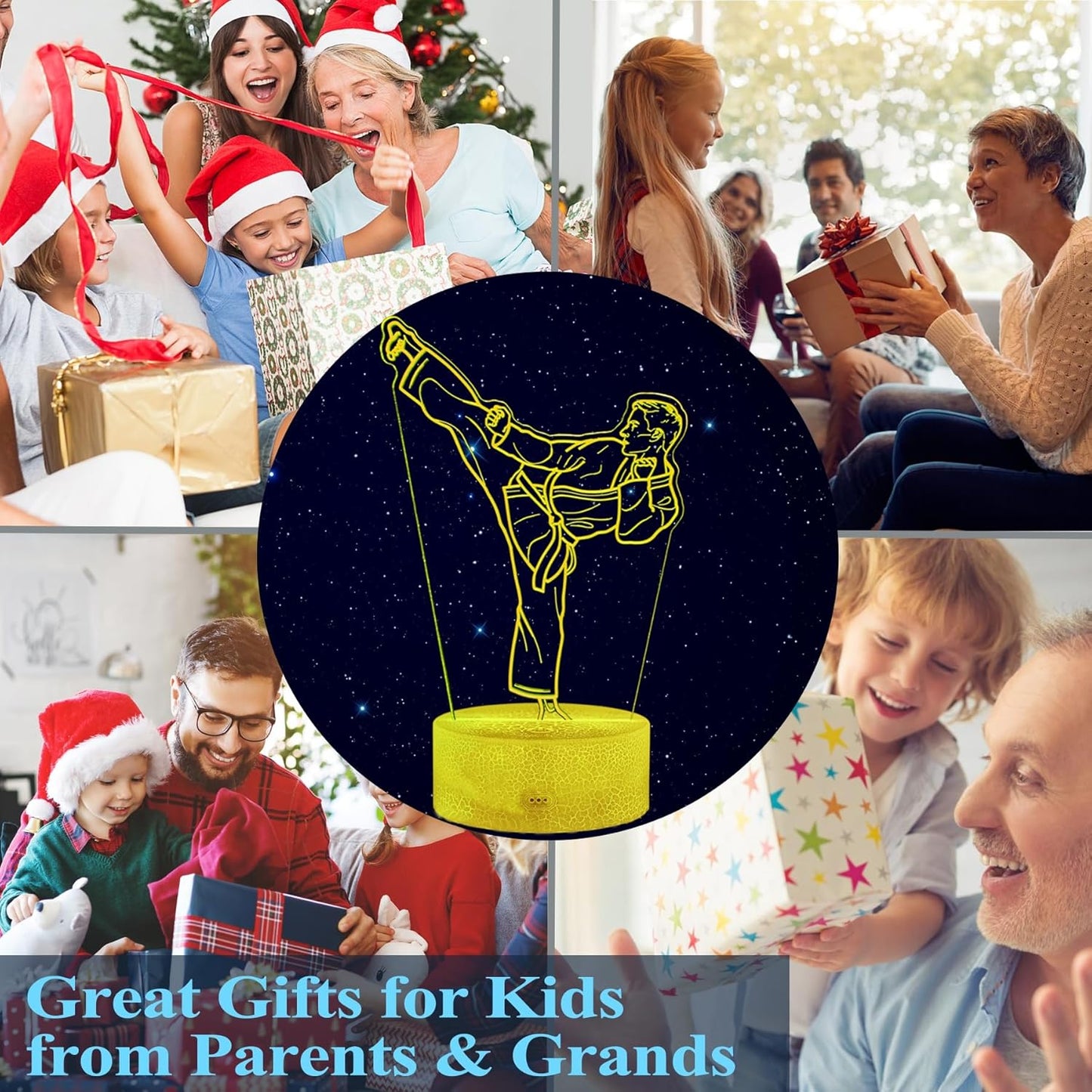 Karate Night Light, Karate Gifts, Taekwondo 3D Illusion Lamp with 16 Colors Changing, Timer, 4 Flash Modes and Dimmable, Kids Boys Girls Room Decoration, Holiday Xmas Gifts