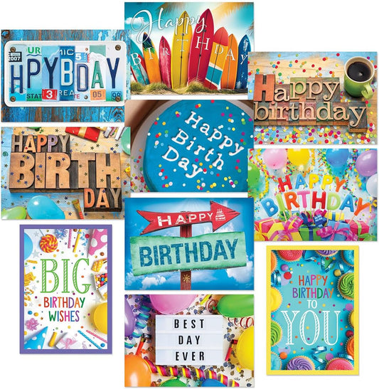 Current Photo fun Birthday Greeting Cards - Set of 20 (2 each of 10 Designs), 5 x 7 Inches, Sentiments Inside, Envelopes Included, Assortment Set
