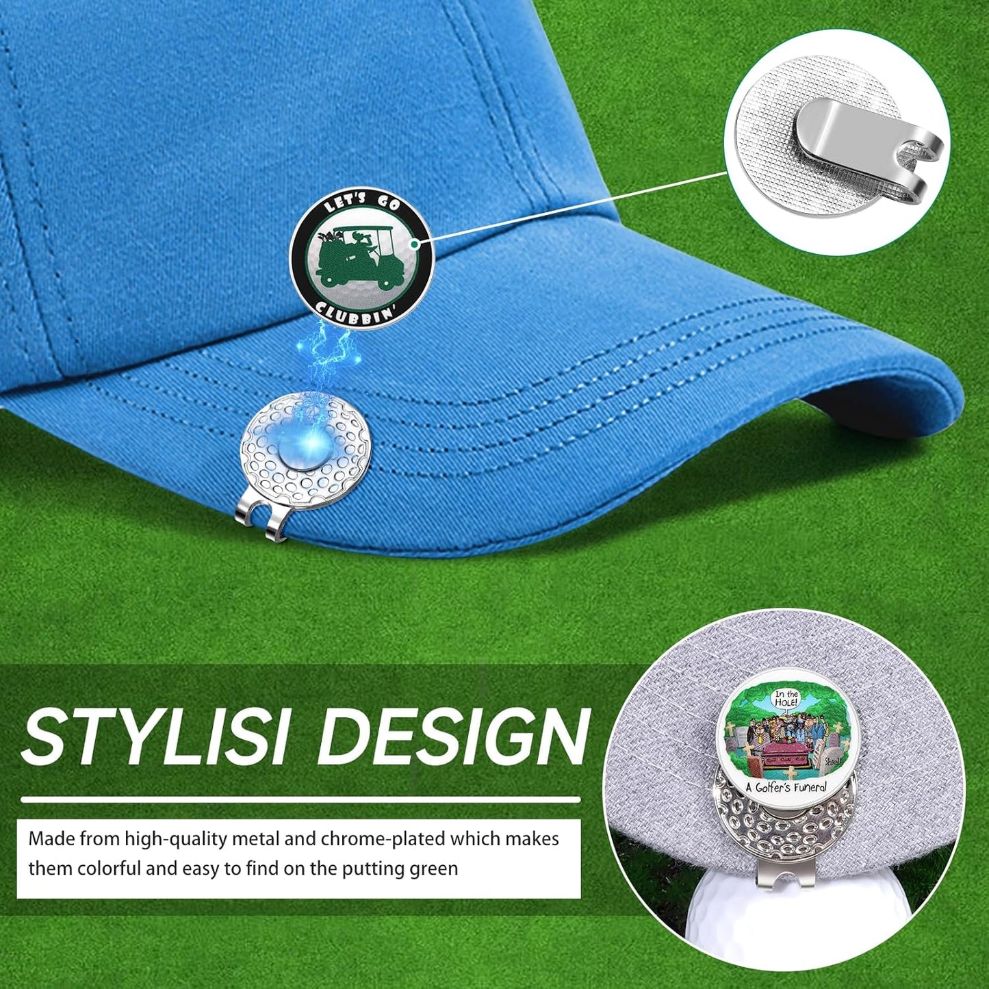 Funny Ball Marker Hat Clip, Magnetic Enamel Golf Ball Markers for Putting Green, Golf Ball Marker with Magnetic Hat Clip, Unique Gift for Golf Lovers