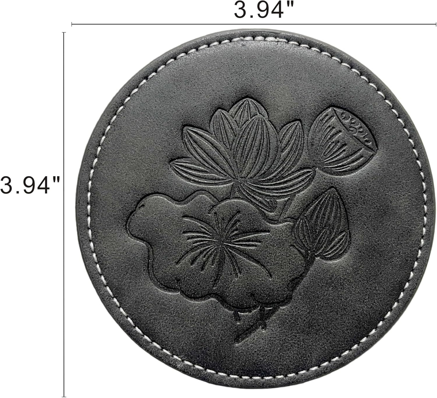 Custom Vintage Coasters Set of 6, Leather Coasters with Holder, Coaster for Office Desk, Non-Slip, Non-Stick, Easy Clean, for Housewarming Gifts, Home Decor, Wooden Table, Coffee Table, Bar (Gray)