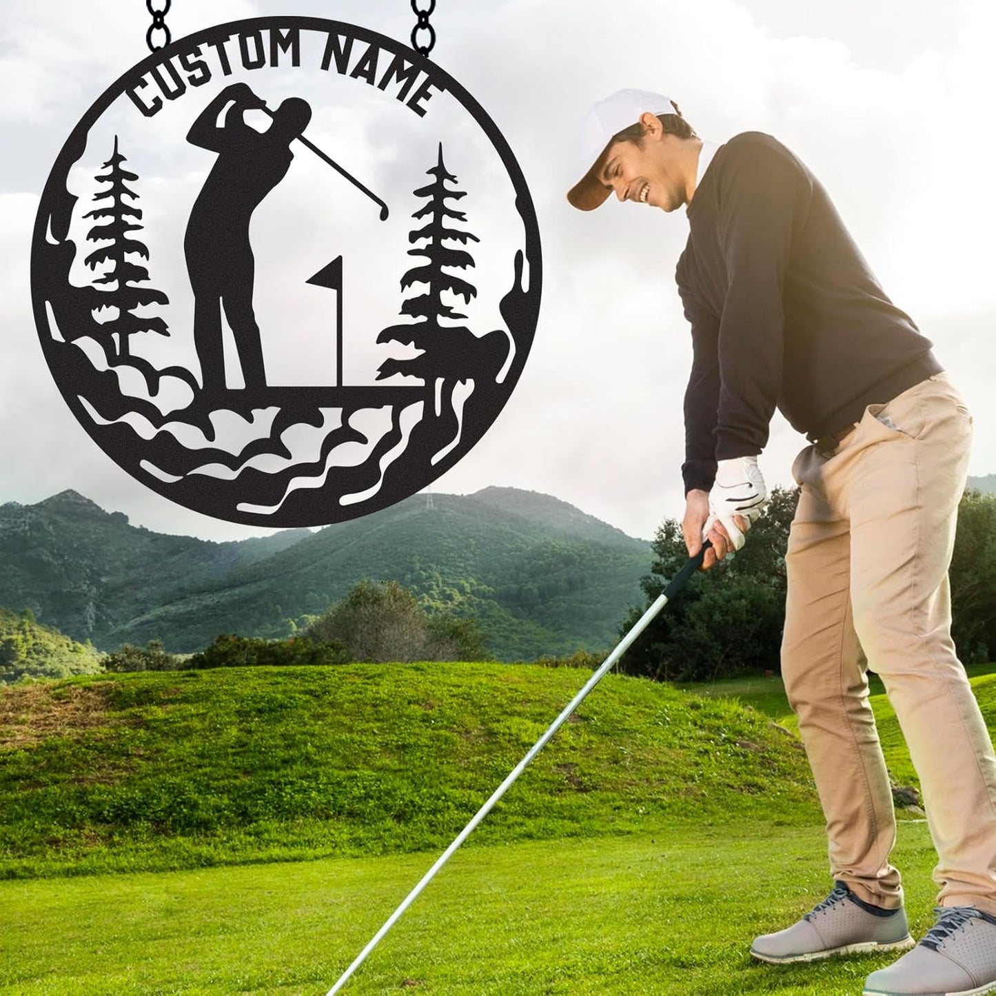 Personalized Golf Metal Wall Art, Vintage Golf Wall Decor, Custom Signs Outdoor Metal, Sports Theme Home Decor for Man Cave Office Garage Bar, Personalized Golf Gifts for Men Dad Father Color01