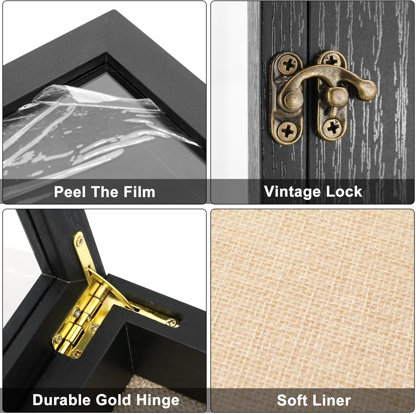 GraduatePro Graduation Shadow Box Frame 18x24 Display Case with Linen Back, Plexiglass Window Door with Hinge, Picture Frame Wedding Bouquet Memorabilia Medals Photos Memory Box for Keepsakes Black