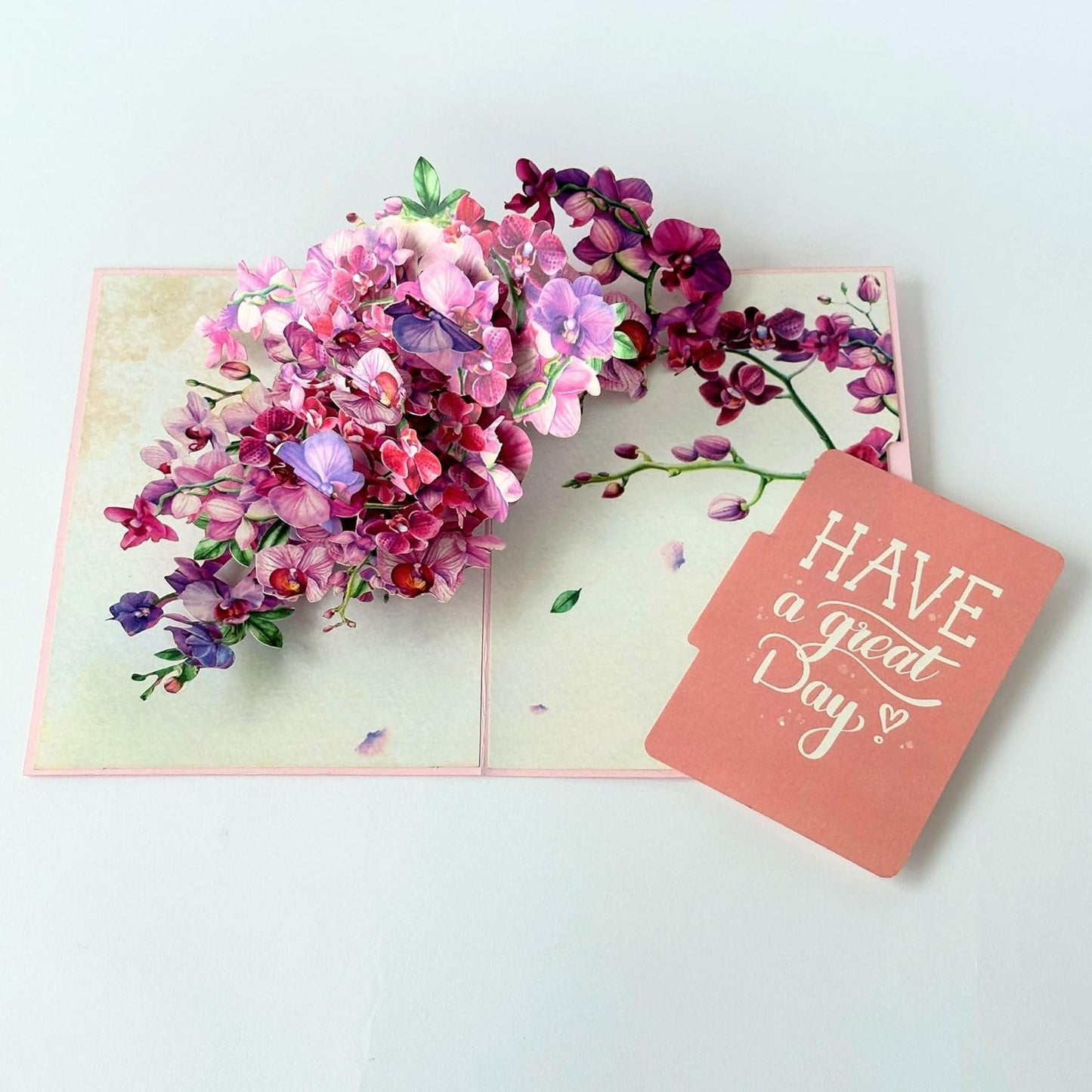 Pop Up Greeting Card Purple Orchid Blooming Flower Card Nature Lover Gift Love Appreciation Thank You Birthday Gift for Mom Mother's Day Idea