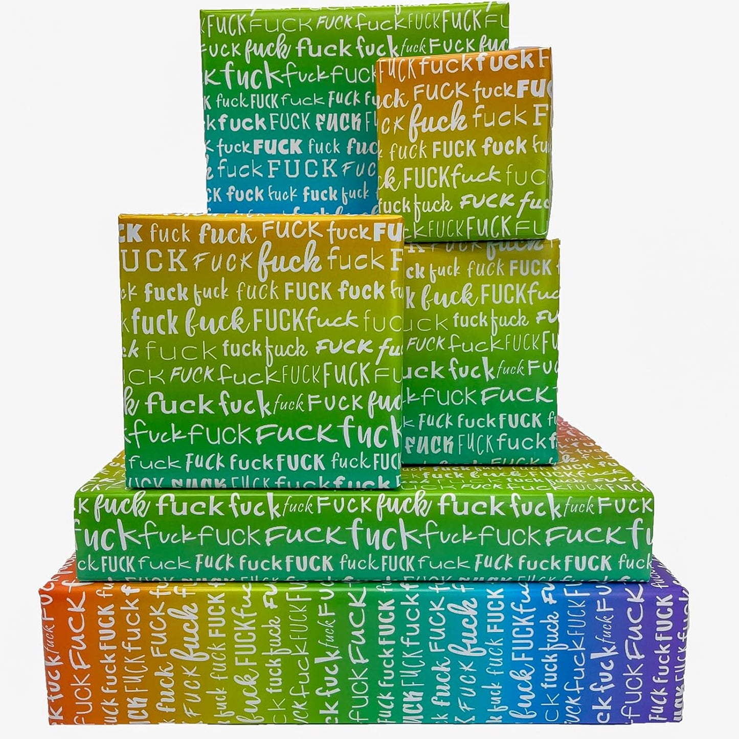 Dtiafu Funny Wrapping Paper Rude Words Gift Wrap for Women Men Adult Friends - 6 Pcs Colorful Rainbow Gift Wrap - Great for Birthday Wedding Christmas - 20 x 28 Inch Per Sheet