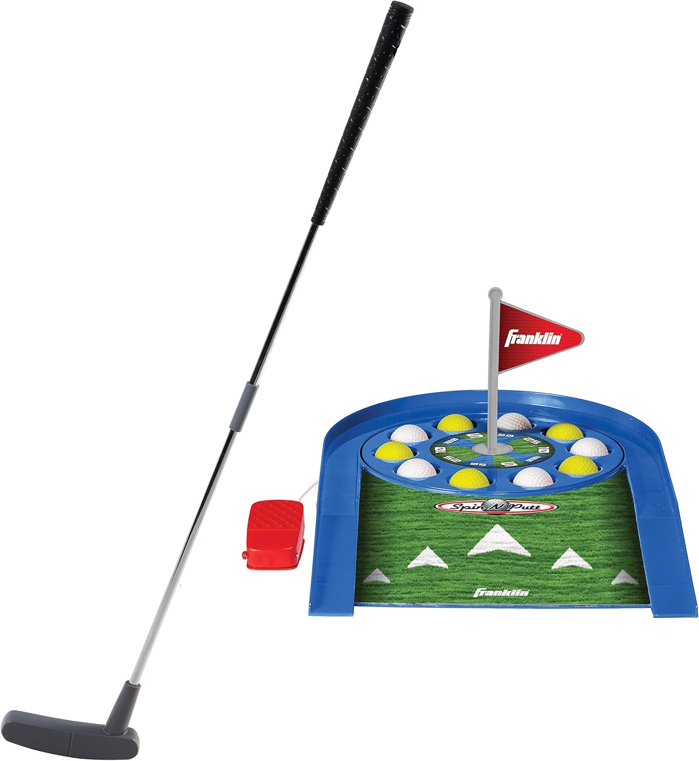 Franklin Sports Mini Putt Golf Game for Kids - Spin n' Putt Electronic Putting Game - Indoor Mini Golf for Kids + Toddlers - Putter + Balls Included