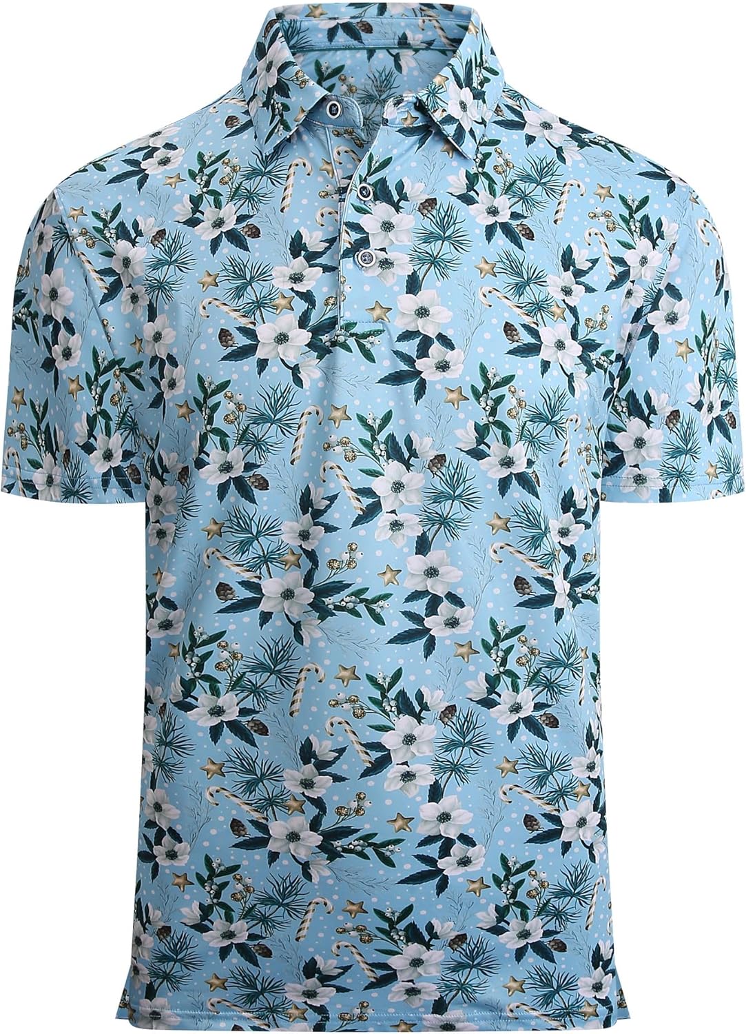 Alex Vando Mens Hawaiian Golf Shirt Moisture Wicking Digital Print Golf Shirts for Men