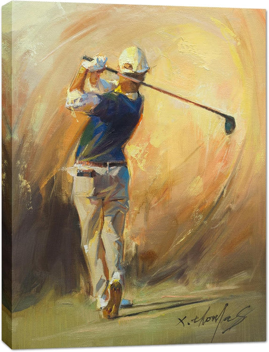 JZLDZS Golf Canvas Wall Art Framed Sports Theme Painting Print Pictures Wall Decor for Bedroom Office Man Cave Bathroom, 12x16 Inch Yellow