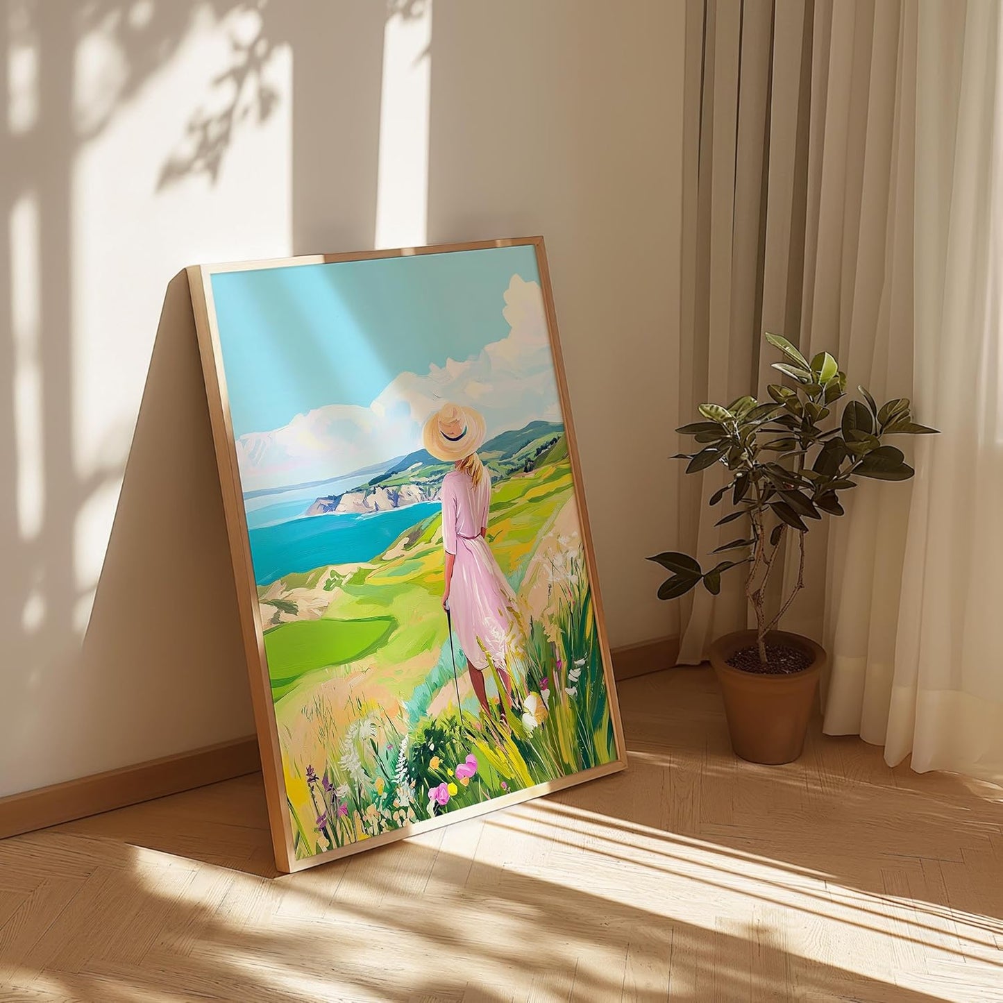 Golf Course Floral Pastel Art Print Posters - Premium Giclee Fine Art Prints - Golf Course Home Decor Posters, Golfer Art Prints for Home and Office Decor - Vintage Aesthetic, Ready to Frame