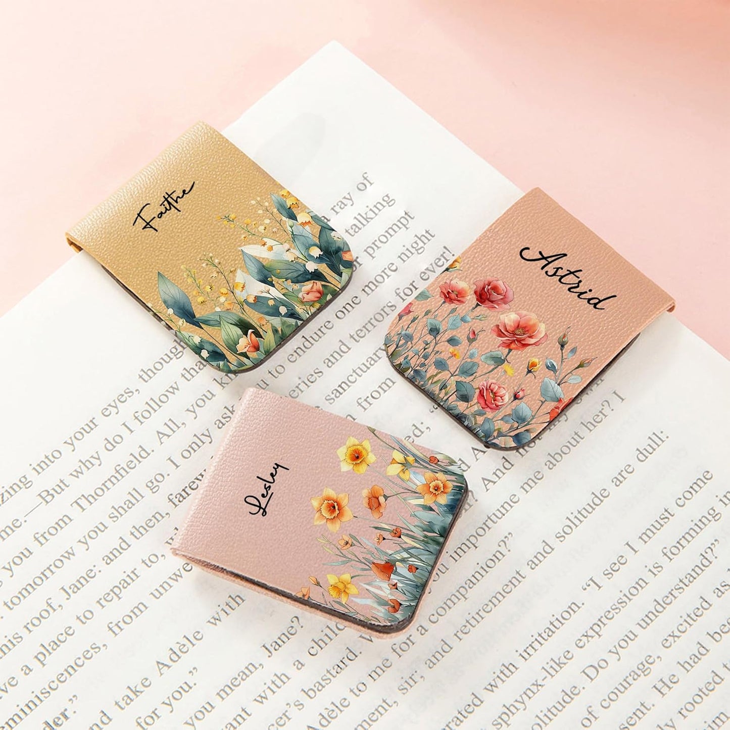 CALLIE Personalized Magnetic Bookmark Clip – Custom Name Reading Gifts for Book Lovers, Birthday Teacher's Day Christmas for Bookworm Gifts (Birth Flowering Shrubs)