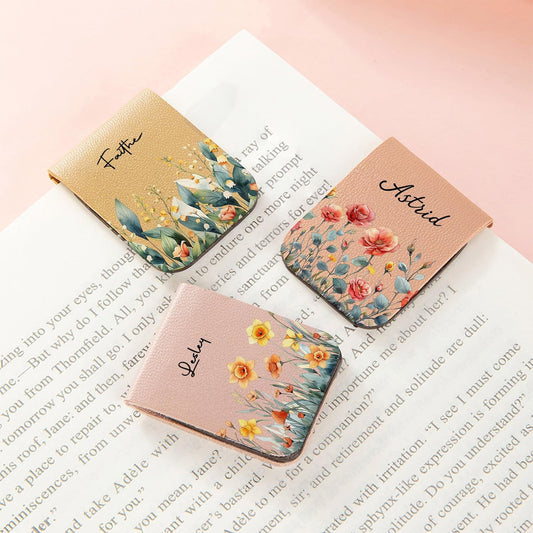 CALLIE Personalized Magnetic Bookmark Clip – Custom Name Reading Gifts for Book Lovers, Birthday Teacher's Day Christmas for Bookworm Gifts (Birth Flowering Shrubs)