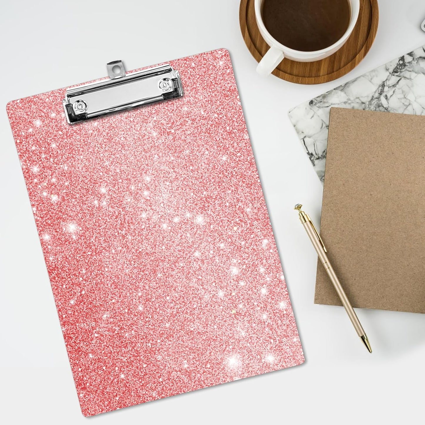 Plastic A4 Clipboards, Cute Fashion Clipboard Decorative, 12.2" x 8.7" Standard A4 Size Clipboards, Plastic Acrylic Clipboard for Teacher, Social Worker, Students,Women, Office Supplies (Flash Pink)
