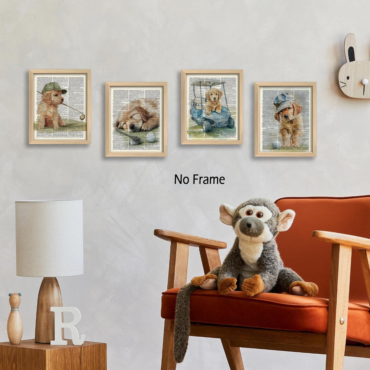 KSDUT Vintage Dog Golf Wall Decor Art Set of 4 - Retro Golden Retriever Artwork Poster Prints Golf Club Wall Decor Golf Gifts Wall Art for Nursery Sports Room Dorm Decorations - 8"x10" Unframed