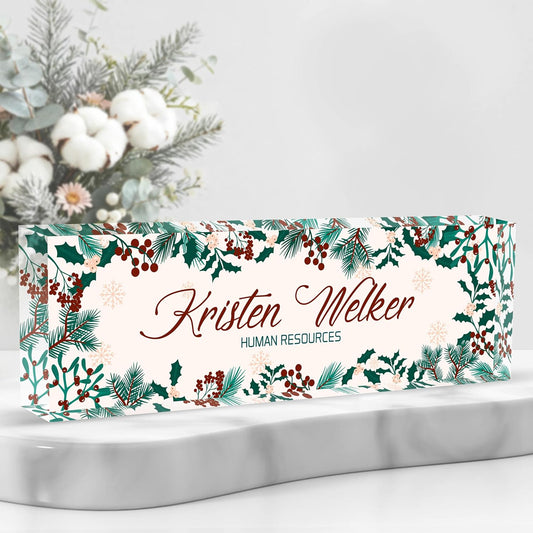 Personalized Name Plate for Desk Custom Acrylic Desk Name Plate Custom Employee Appreciation Gifts Office Gifts for Women, Men, Boss, Coworkers, Teacher, Nurse (Holly)