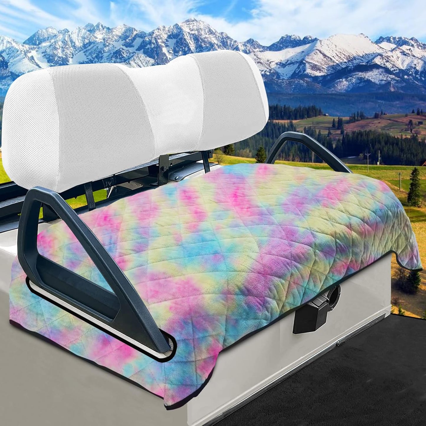 YOKYHOM Golf Cart Seat Covers, Golf Cart Seat Blanket, Bright and Unique Colors, Soft and Comfortable, Suitable for EZGO, Yamaha, Club Car and Other Two-Seat Golf Carts, 51" x 30", Red Yellow Blue