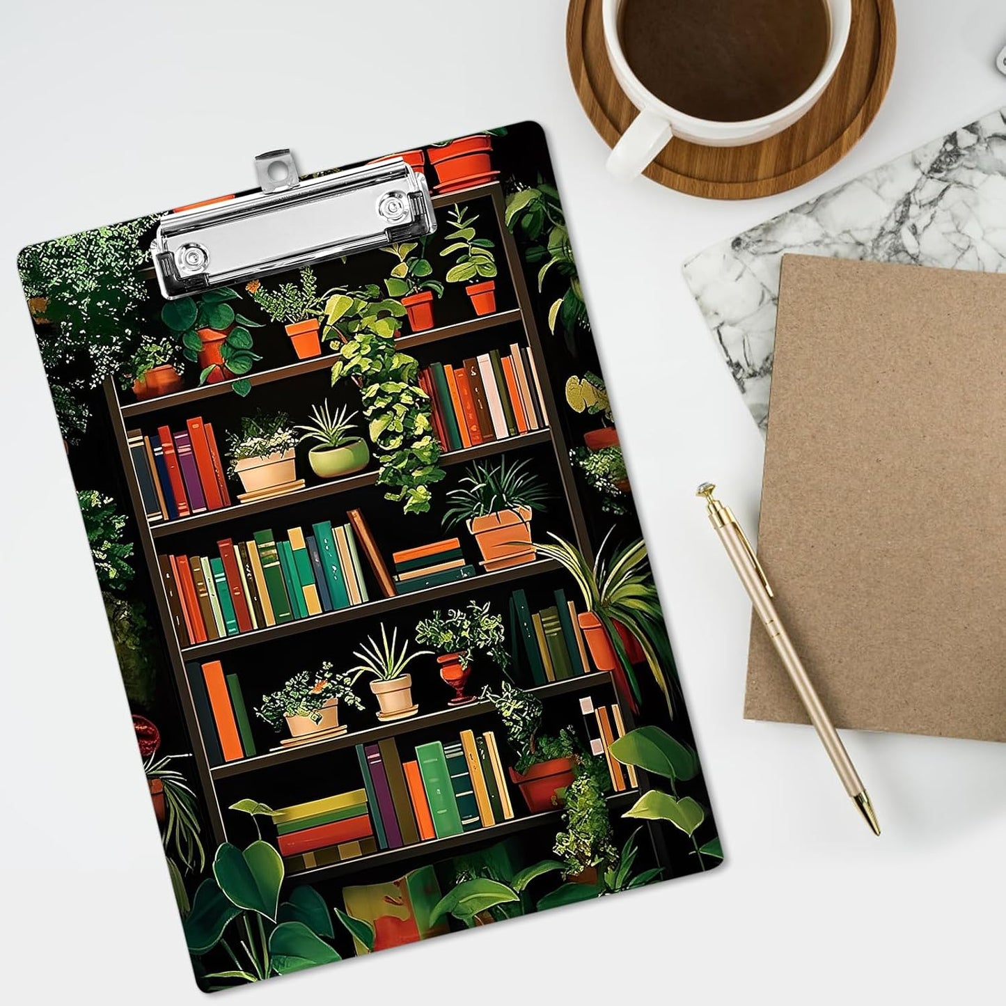 Plastic A4 Clipboards, Cute Fashion Clipboard Decorative, 12.2" x 8.7" Standard A4 Size Clipboards, Plastic Acrylic Clipboard for Teacher, Social Worker, Students,Women, Office Supplies(Plants)