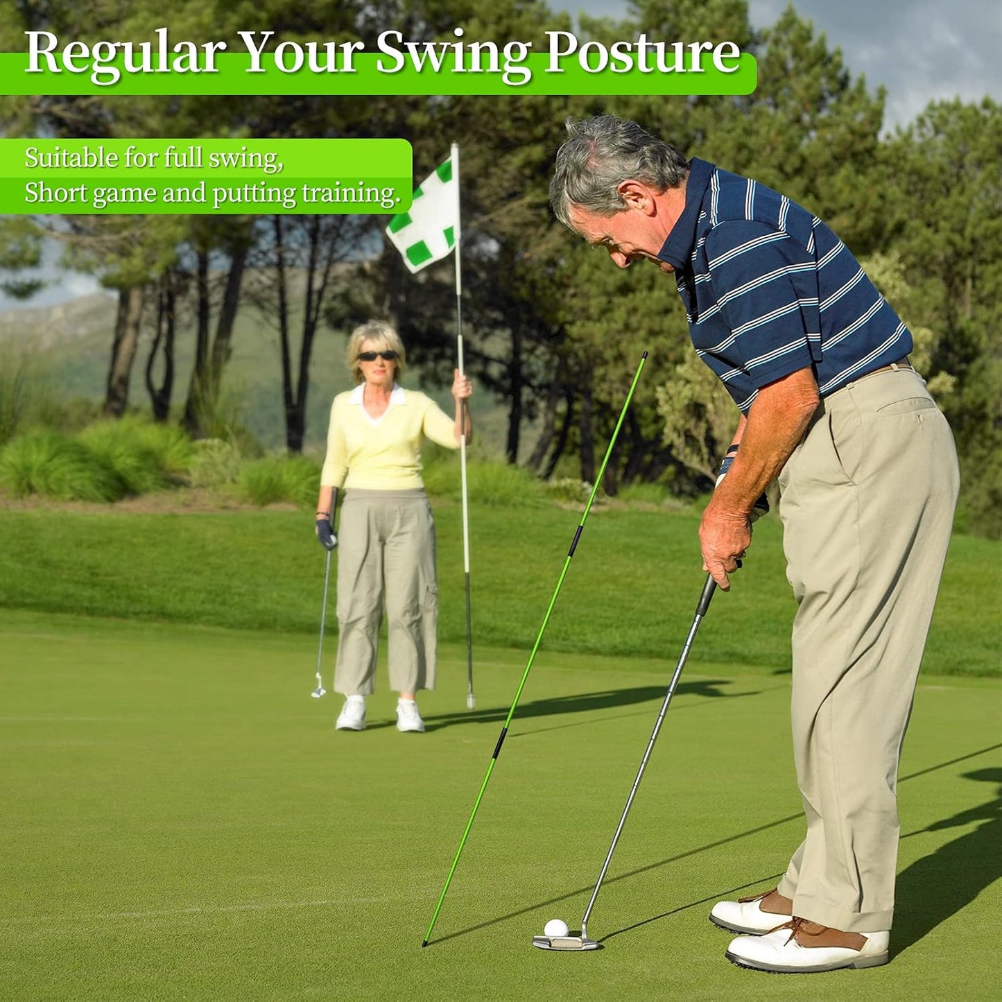 MoKo Golf Alignment Stick, 2 Set Golf Alignment Rods, 48" Collapsible Alignment Stick Golf Training Aid for Aiming, Putting, Posture Corrector, Golf Practice Sticks with Clear Tube Case