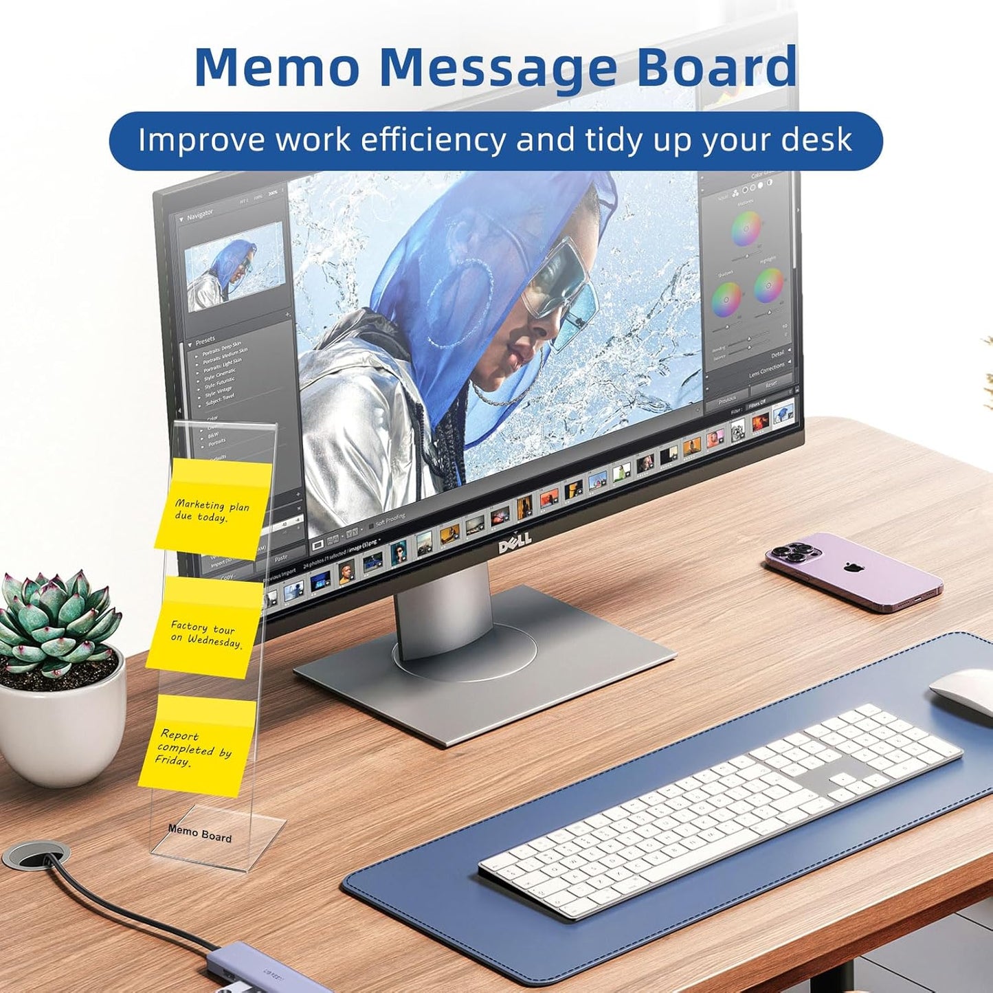 Monitor Memo Board Holder by Computer Screen Acrylic Sticky Note Stand Message Panel Reminder for Office, Pack of 4, Clear
