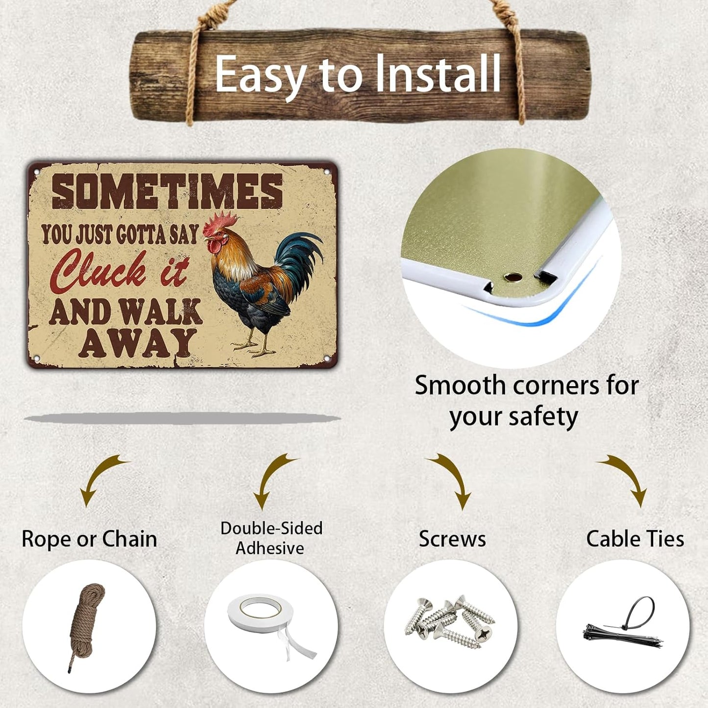 Chicken Farm Metal Tin Sign Chicken Cluck It Iron Sign Home Kitchen Wall Decor 12x8 Inch Funny Plaque