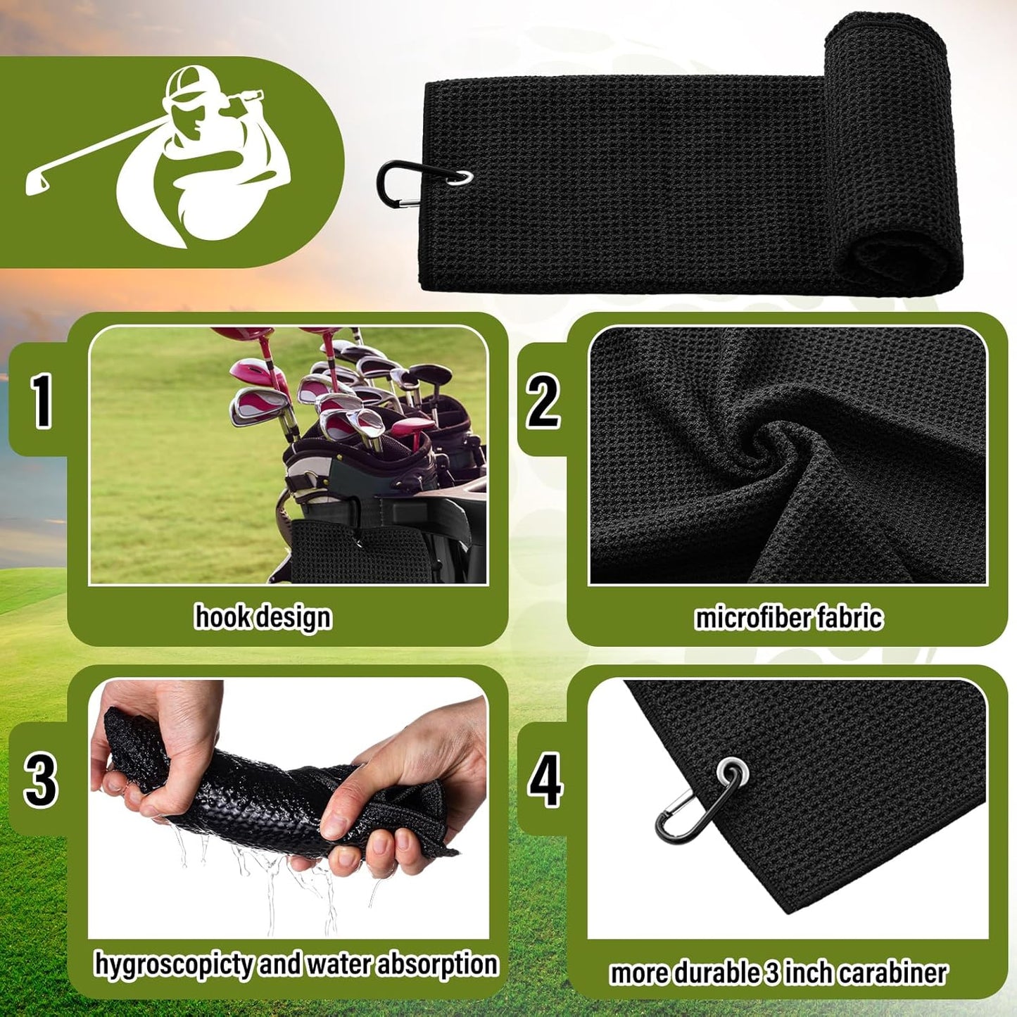 Liliful 12 Pcs Golf Accessories Kit, Include Golf Ball Bag with Hook Towel Tees Magnetic Ball Marker Divot Tool Cleaner Brush for Women Man Gifts