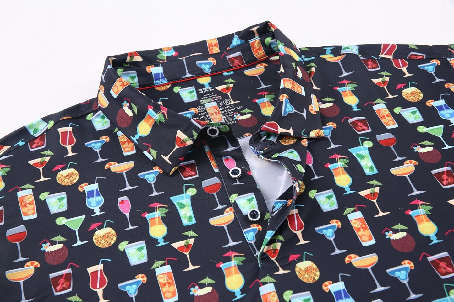 Alex Vando Mens Hawaiian Golf Shirt Moisture Wicking Digital Print Golf Shirts for Men