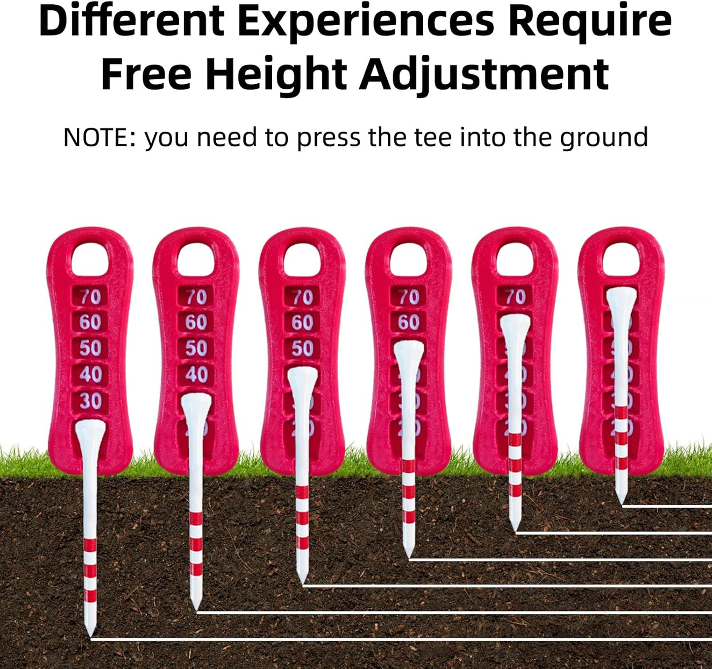 K TOMOTO Golf Tee Height Tool, Precision Golf Tee Elevator for 20-70mm, Golf Tee Height Setter with Measuring Guide, 3D Printed Lightweight Golf Training Equipment for Consistent Swing Accuracy