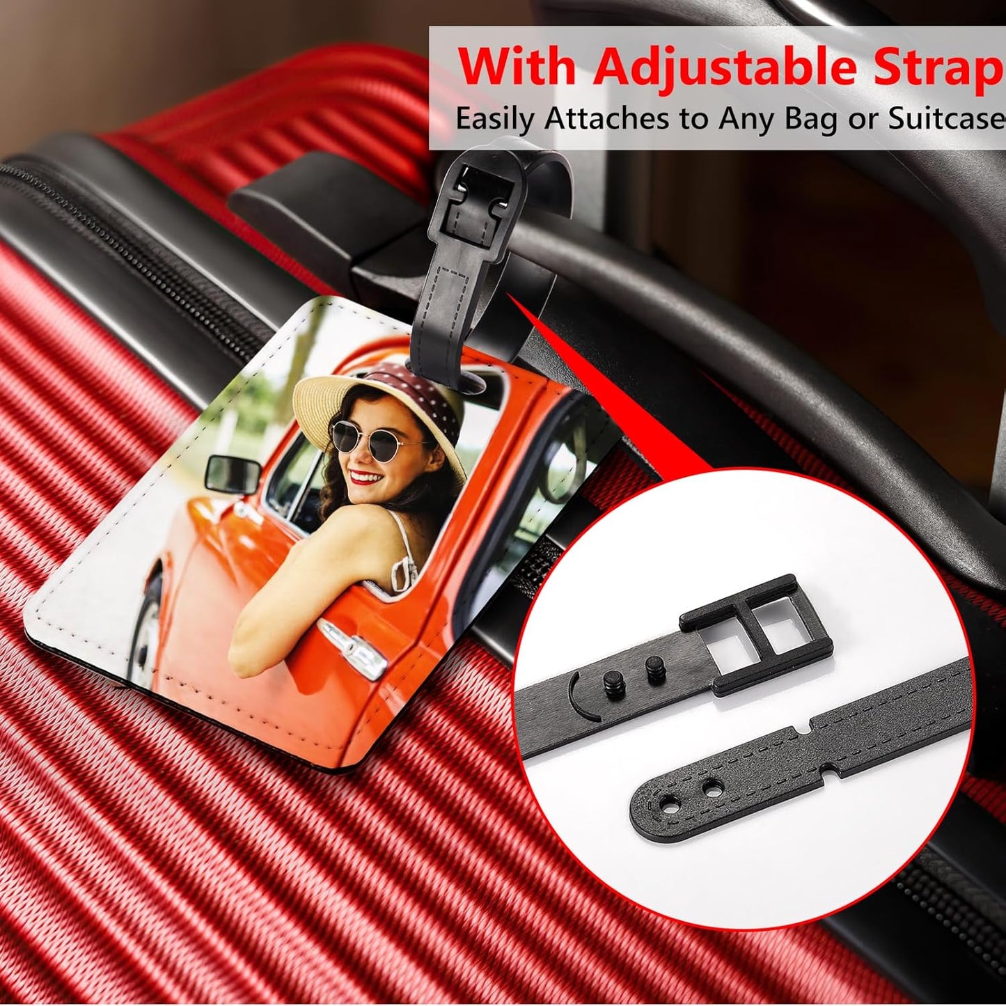 40 Packs Personalized Leather Luggage Tags for Suitcase, Custom Golf Bag Tag Travel Labels Name Identifiers with Strap for Women Men Customized Your Own Text Photo Logo