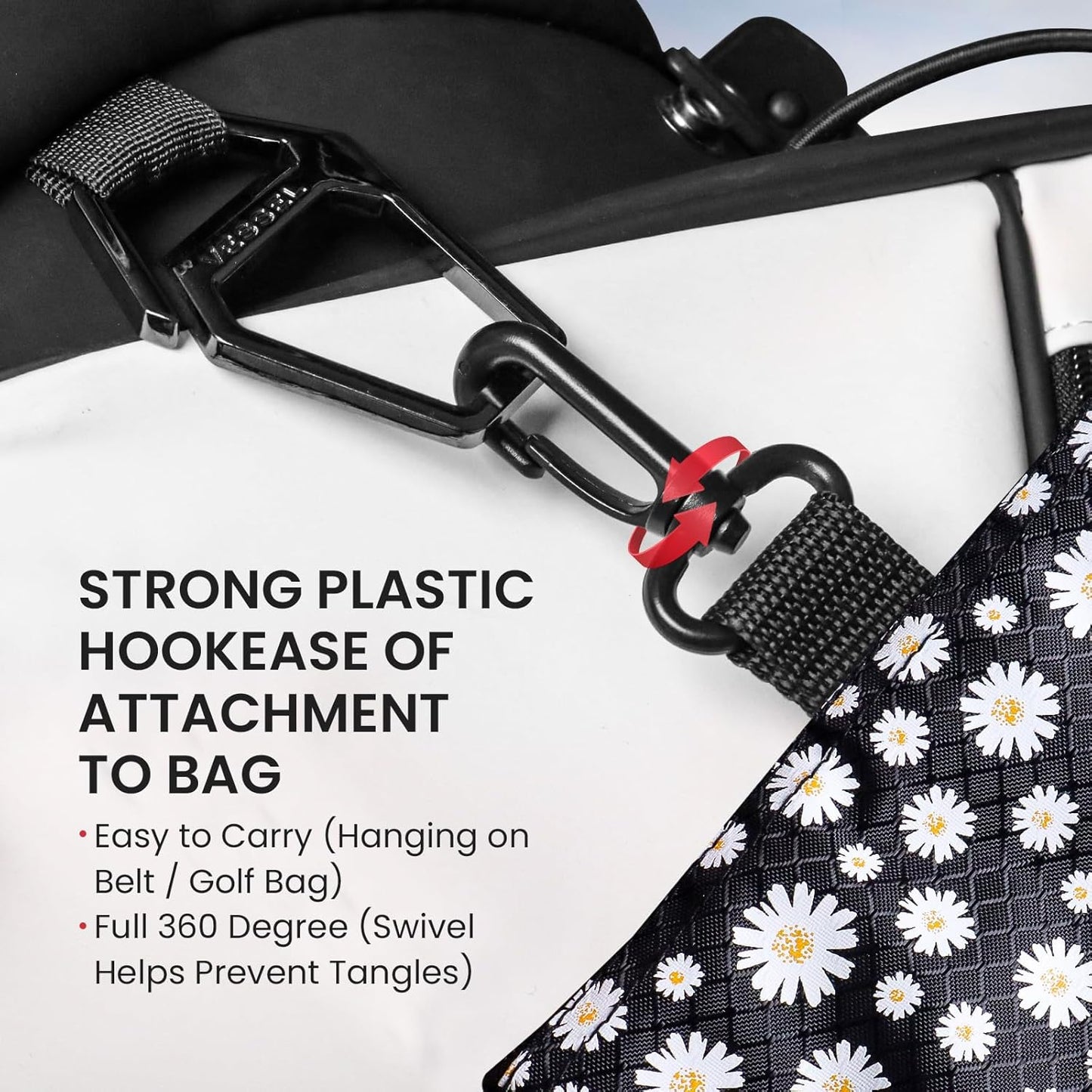 FINGER TEN Golf Pouch Bag for Valuables Tee Color with 4 Golf Pencil Pack, Zippered Pocket Gear Clip Hook to Bag