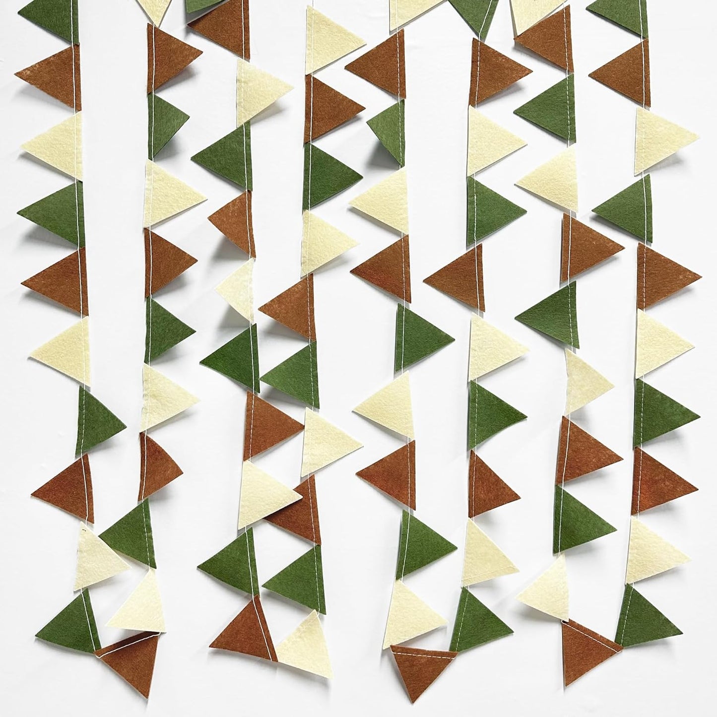 Jungle Party Decoration Sage Green Brown Beige Felt Hanging Triangle Mini Bunting Pennant Banner Flag for Safari Woodland Wild One Two Wild Birthday Wedding Neutral Baby Shower Classroom Nursery Decor