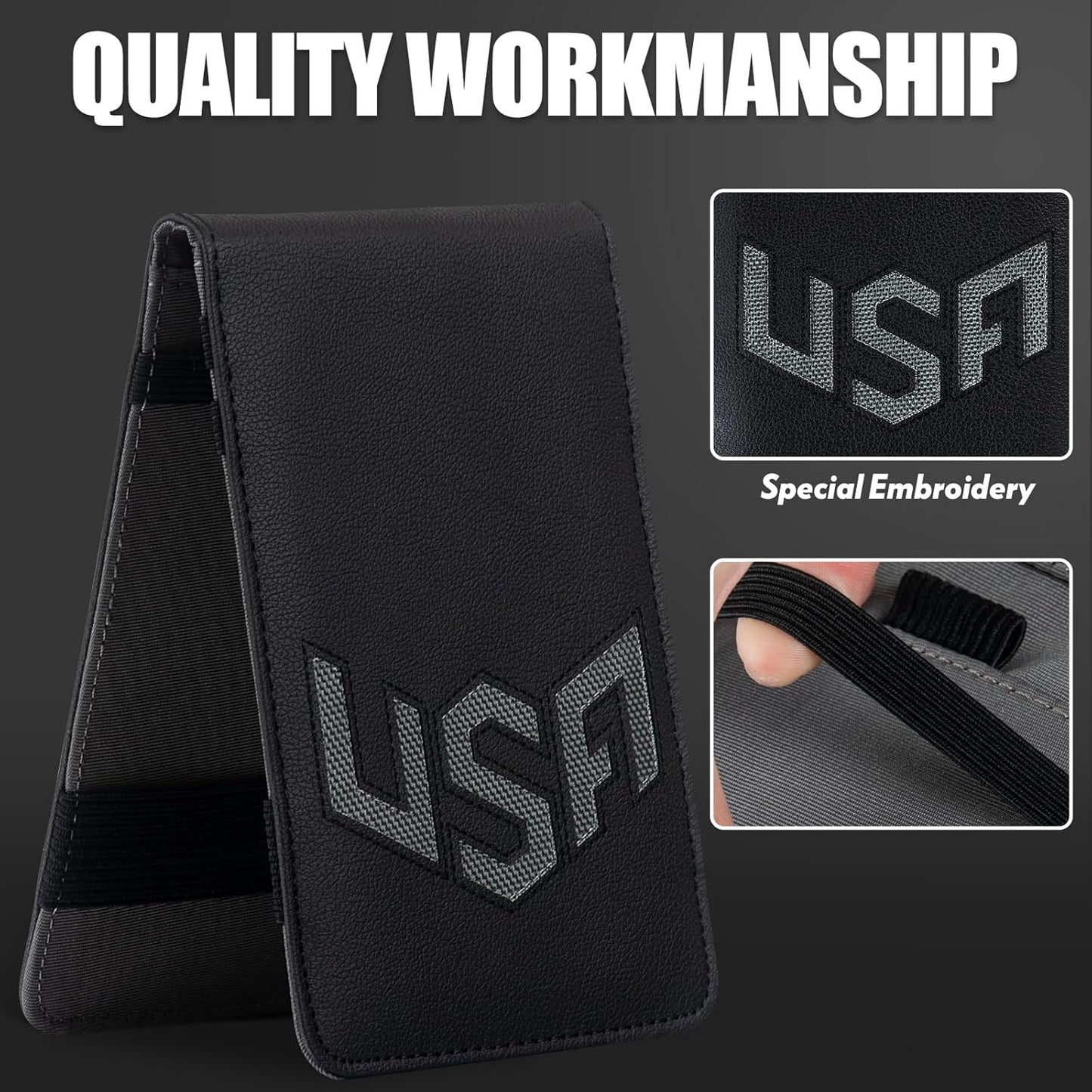 Golf Scorecard Holder & Yardage Book Cover, Golf Accessories Black Premium Leather Yardage Book Holders Cover