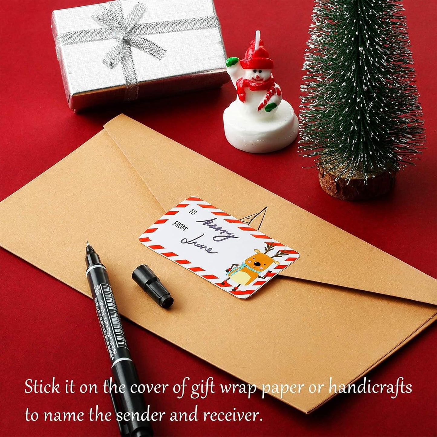 Outus 500 Pieces Christmas Tags Self Adhesive Gift Tags for Xmas Presents Christmas Name Labels Stickers for Wrapping Paper Festival Birthday Holiday Decor(Cute Style,2.24 x 1.4 Inch)