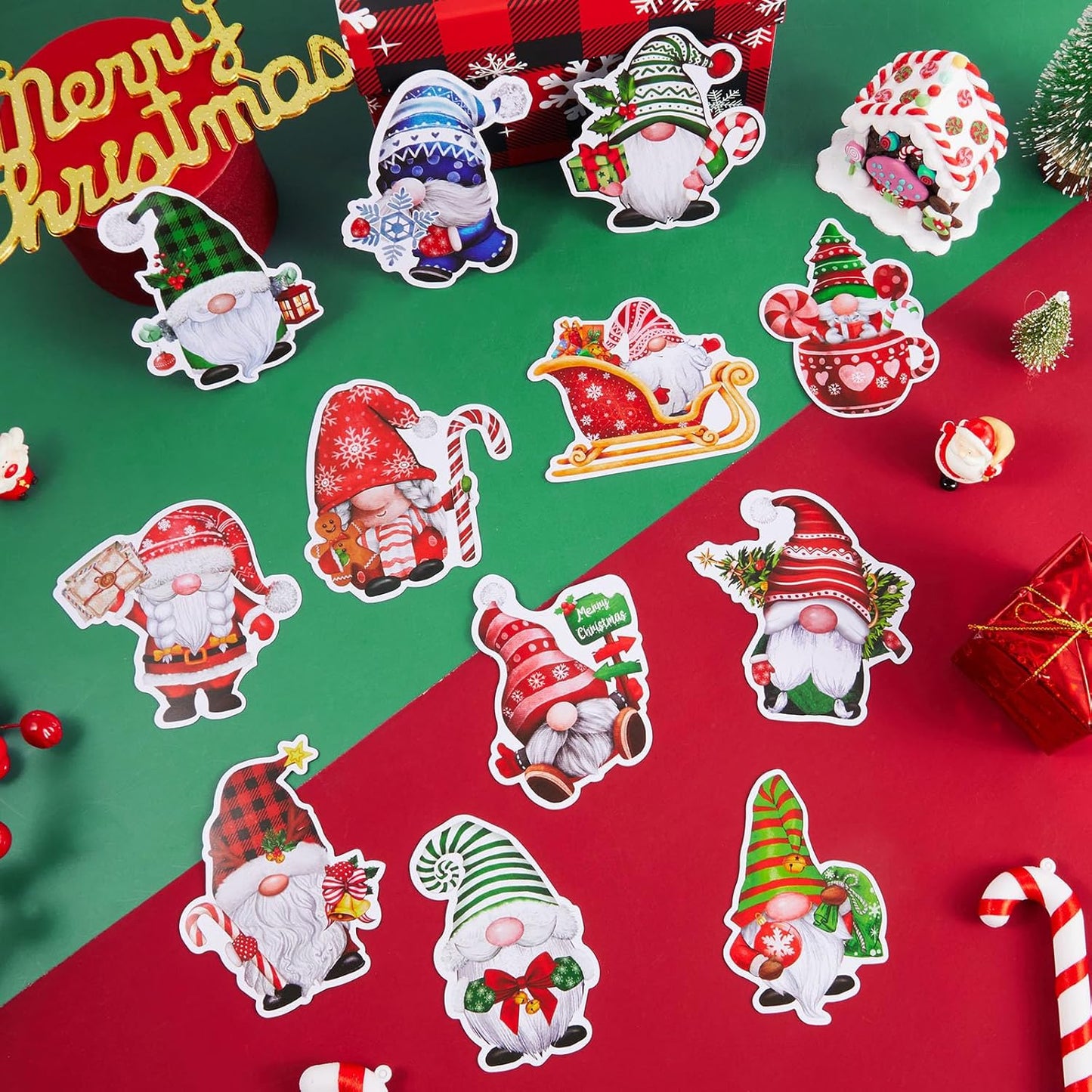 12 Pieces Christmas Refrigerator Magnets Christmas Gnome Magnets Winter Holiday Magnets for Locker Fridge Home School Decor