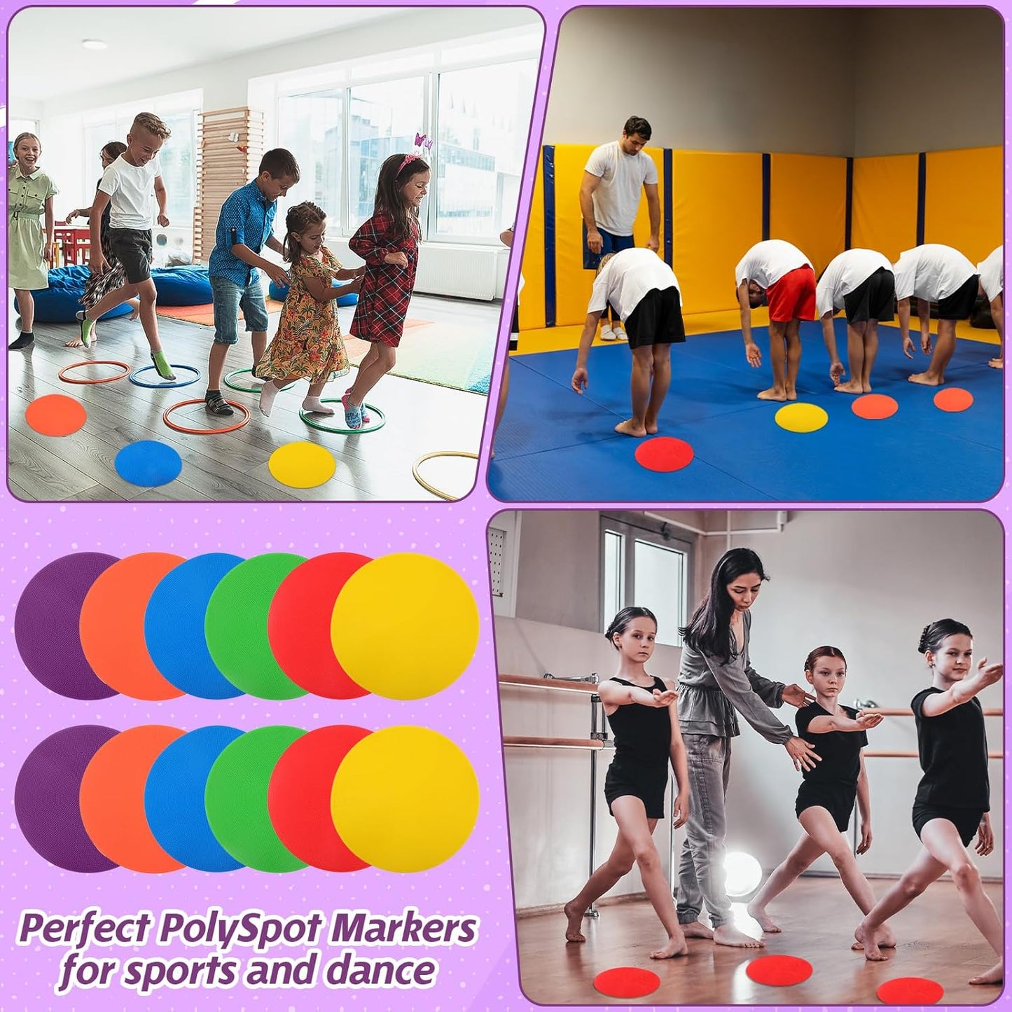 12 Pcs Spot Markers Flat Field Cones,Non Slip Spot Floor Dots for Soccer Basketball Baseball Sports Speed Agility Training (9 inch)