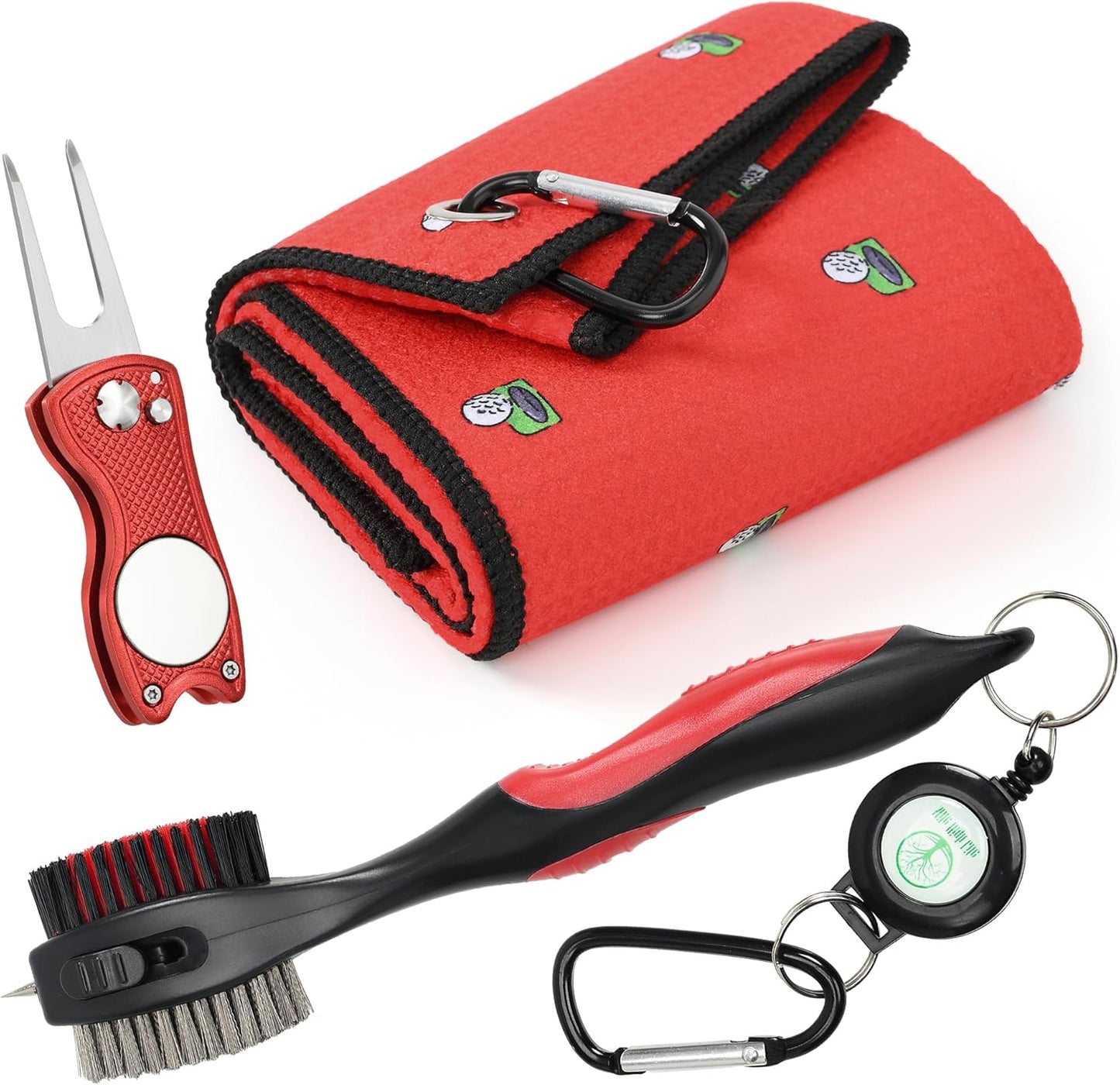 Mile High Life Printed Golf Towel(16"x24"), Brush Tool Kit, Divot Repair Tool, Microfiber Towel，Brush with 2FT Retractable Cord, Repair Tool w Magnetic Golf Ball Marker