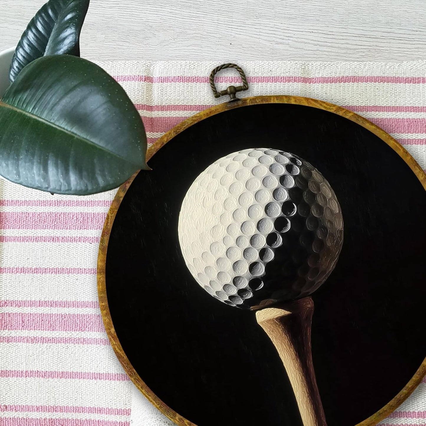 Vintage Golf Wall Art Decor, Golfing Gifts Framed Canvas Prints 10x10, Rustic Retro Classic Golf Ball Round Wall Hanging Artwork Decorations for Home Bedroom Gym Man Cave Sport Room