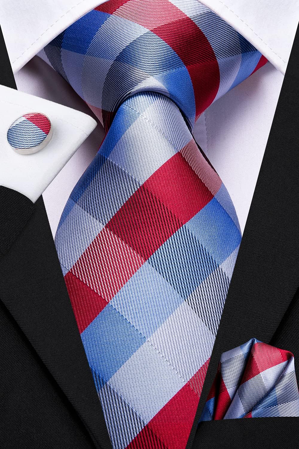 Dubulle Mens Paisley Striped Tie WOVEN Necktie for Men and Handkerchief Cufflinks Set Wedding Formal Business