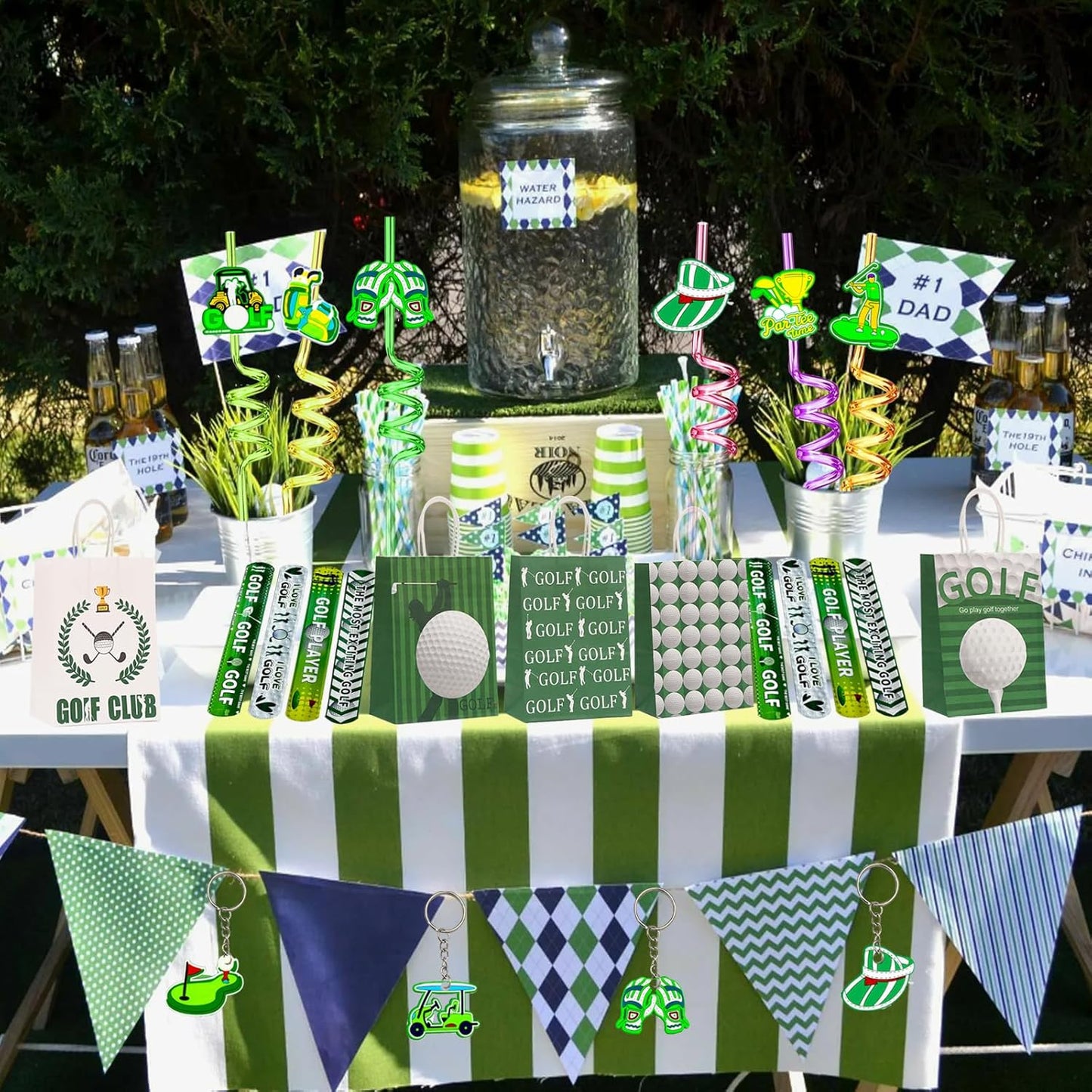 110 Pcs Golf Party Favor Set Includes Golf Theme Slap Bracelet Golf Drinking Straws Golf Ball Keychain Golf Gift Bags Golf Stickers for Golf Goodies Bags Filler Golf Birthday Party Decorations