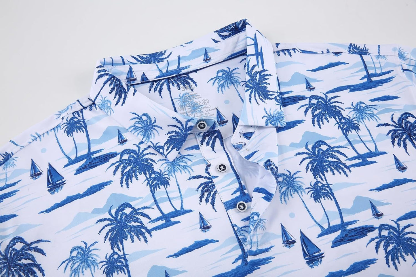 Alex Vando Mens Hawaiian Golf Shirt Moisture Wicking Digital Print Golf Shirts for Men